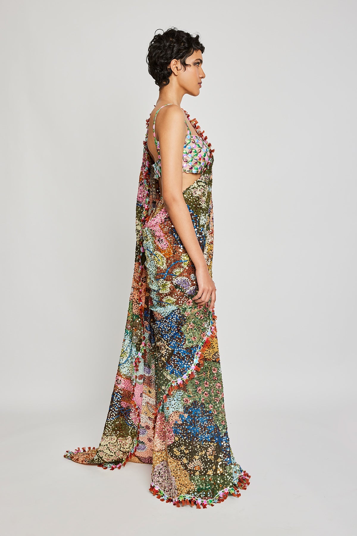 Rosello - Multicoloured Sequin Saree - Ready To Ship