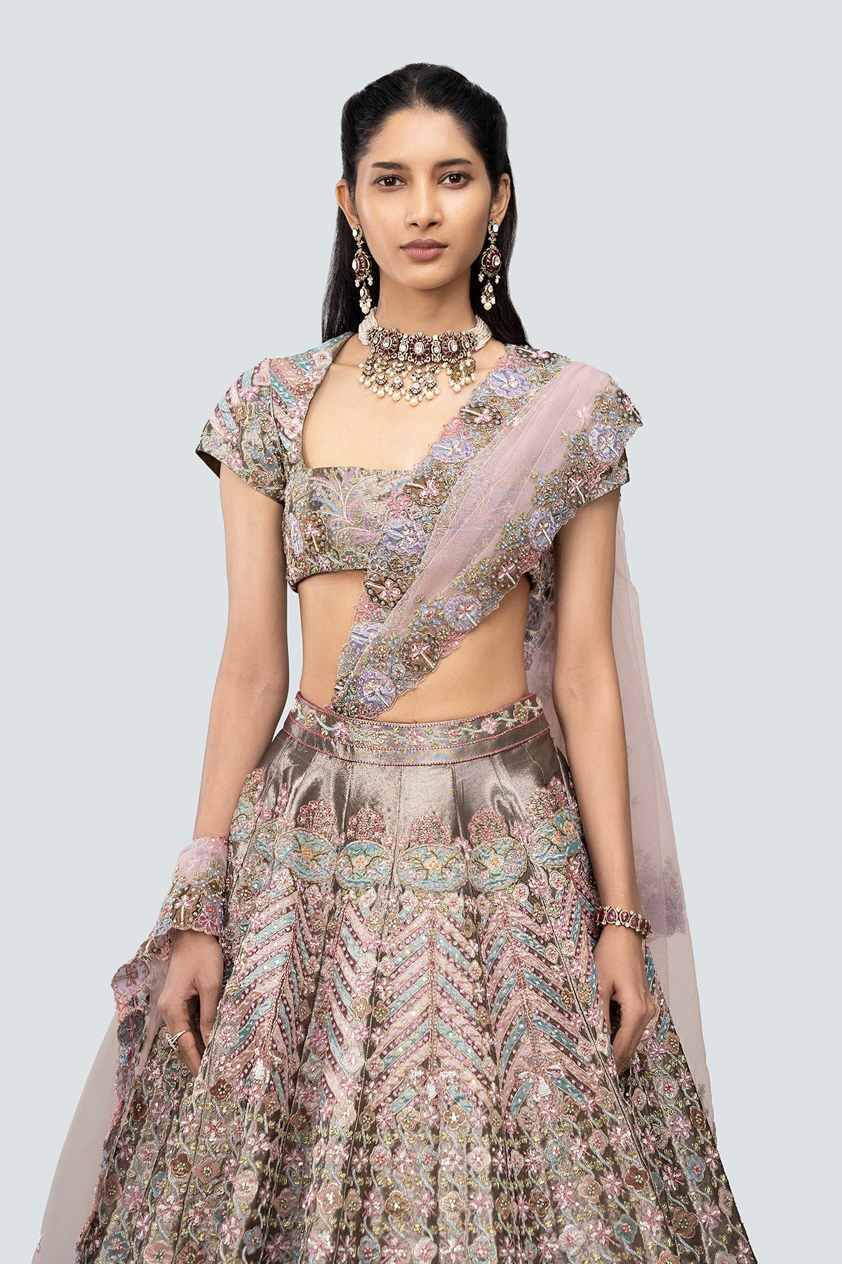 Layla - Ebony Tissue Lehenga Set