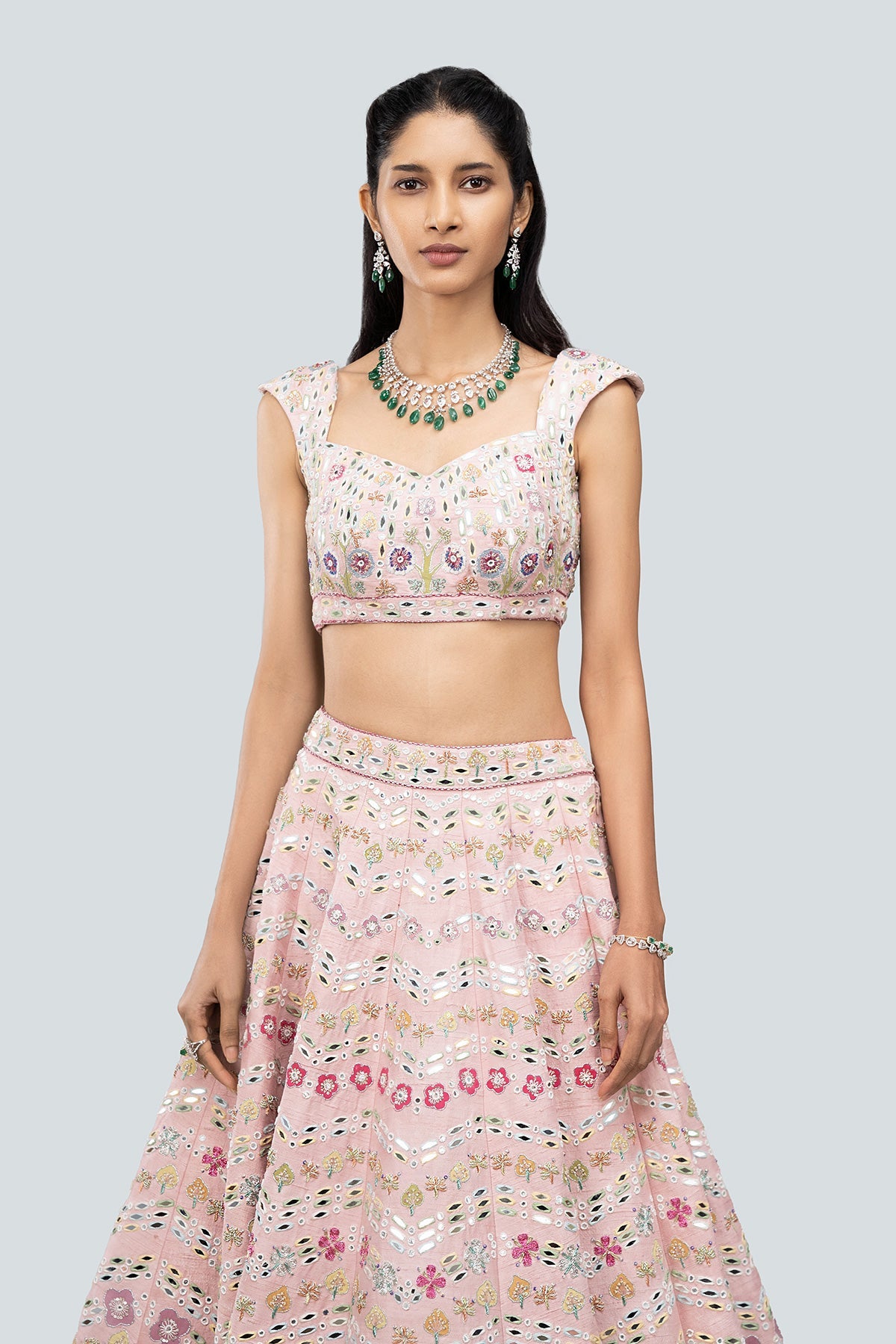 Naznin - Pink Raw Silk Lehenga Set