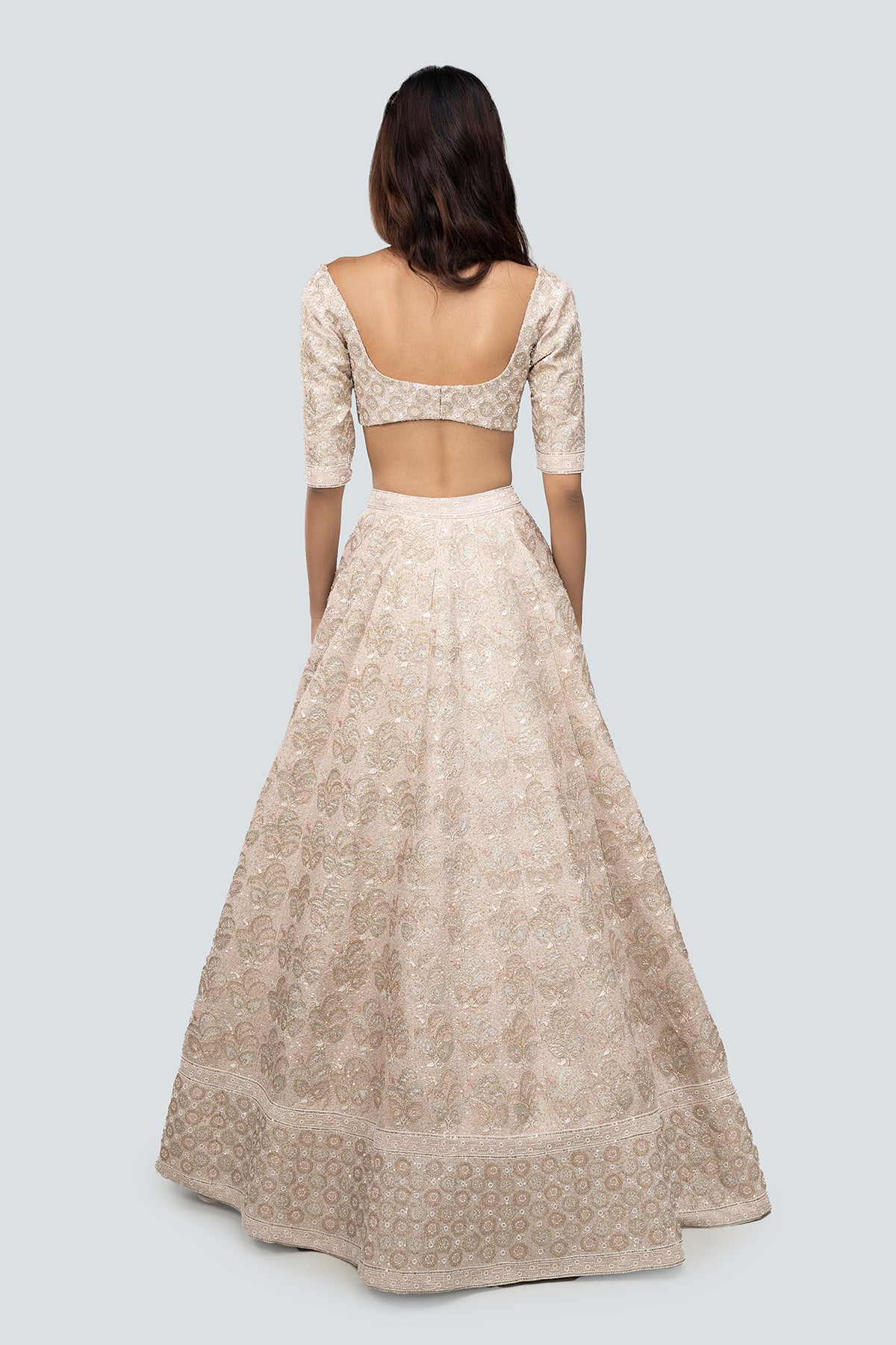 Tara - Beige Raw Silk Lehenga Set