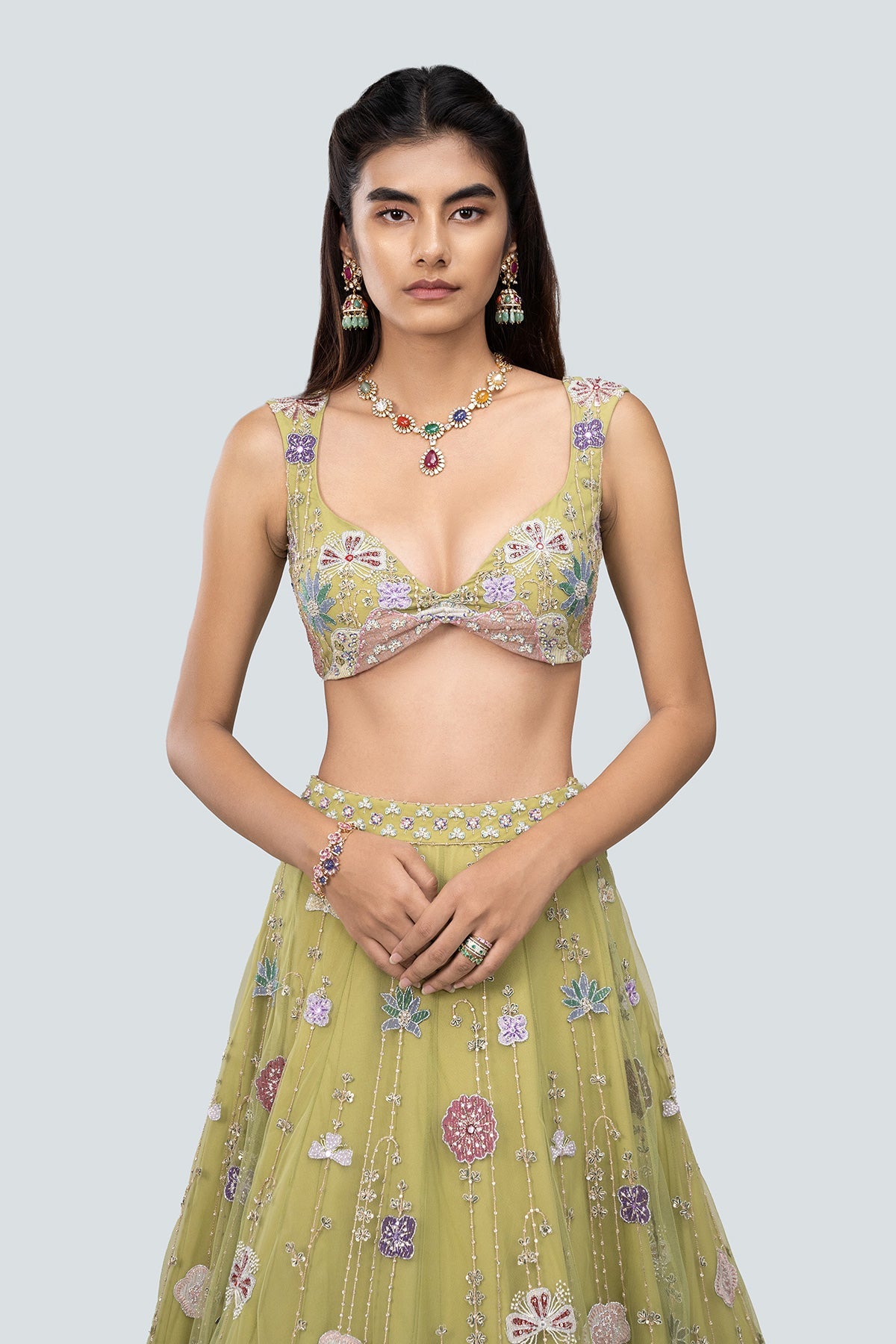 Gulistan - Citron Tulle Net Lehenga Set