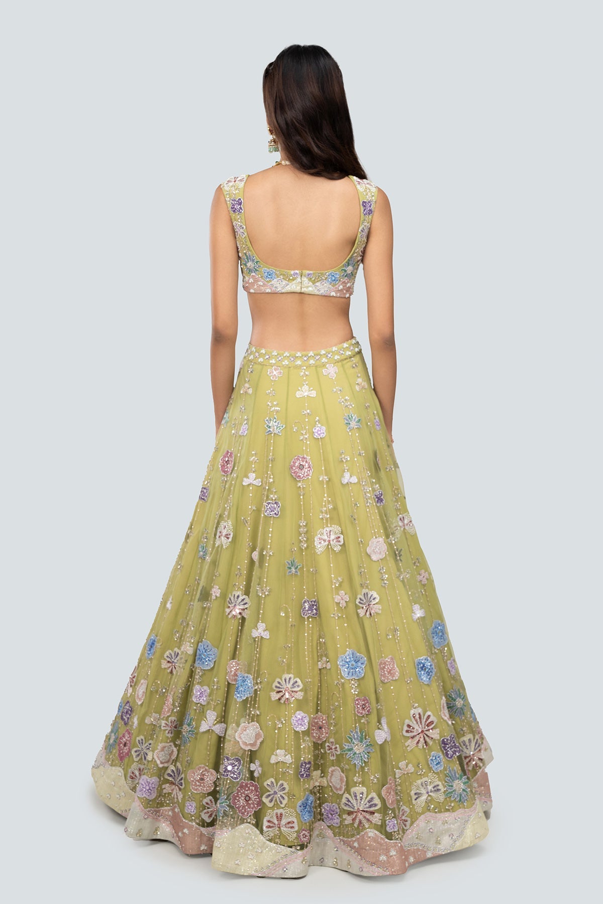 Gulistan - Citron Tulle Net Lehenga Set