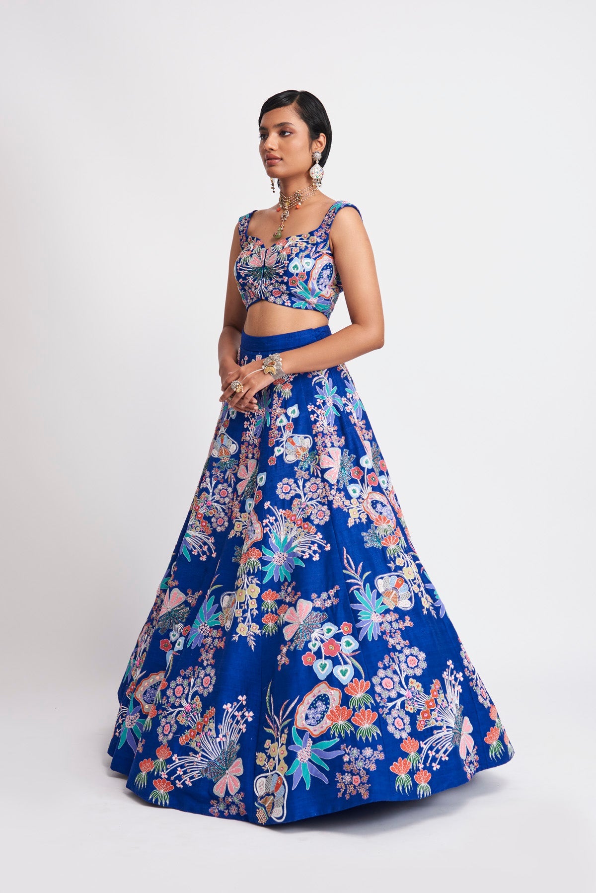 Zahra - Cobalt Blue Raw Silk Lehenga Set