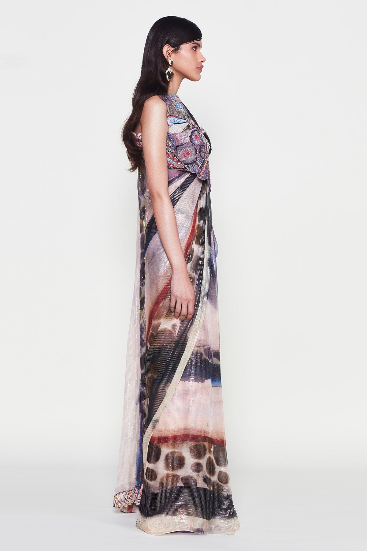 Phila - Misty Purple Lurex Saree Set