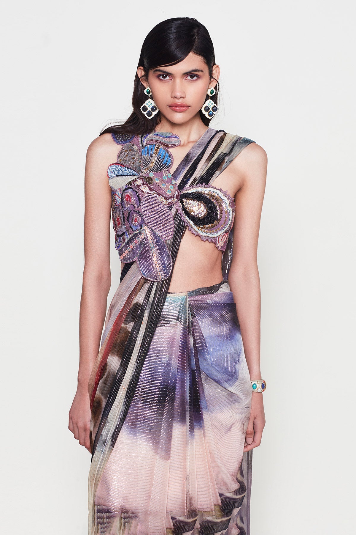 Phila - Misty Purple Lurex Saree Set