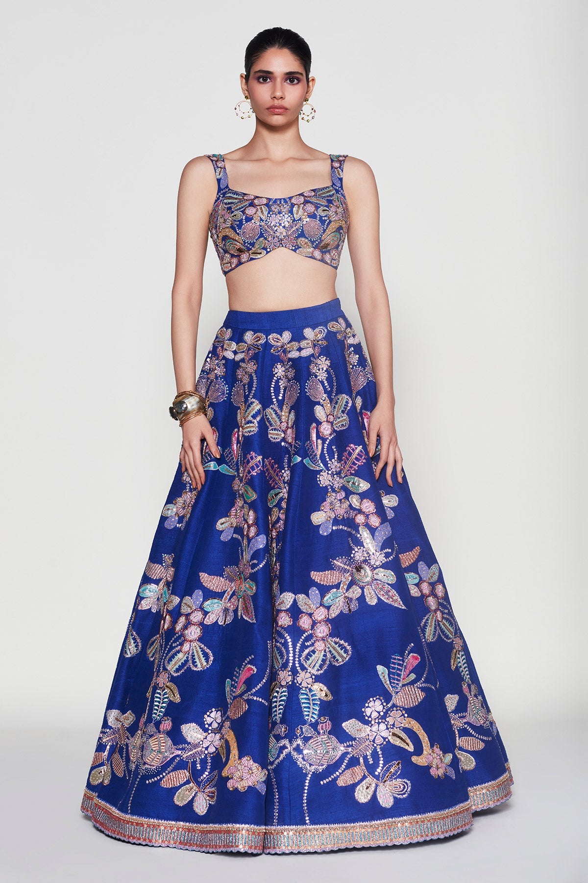 Bleue - Electric Blue Raw Silk Lehenga Set