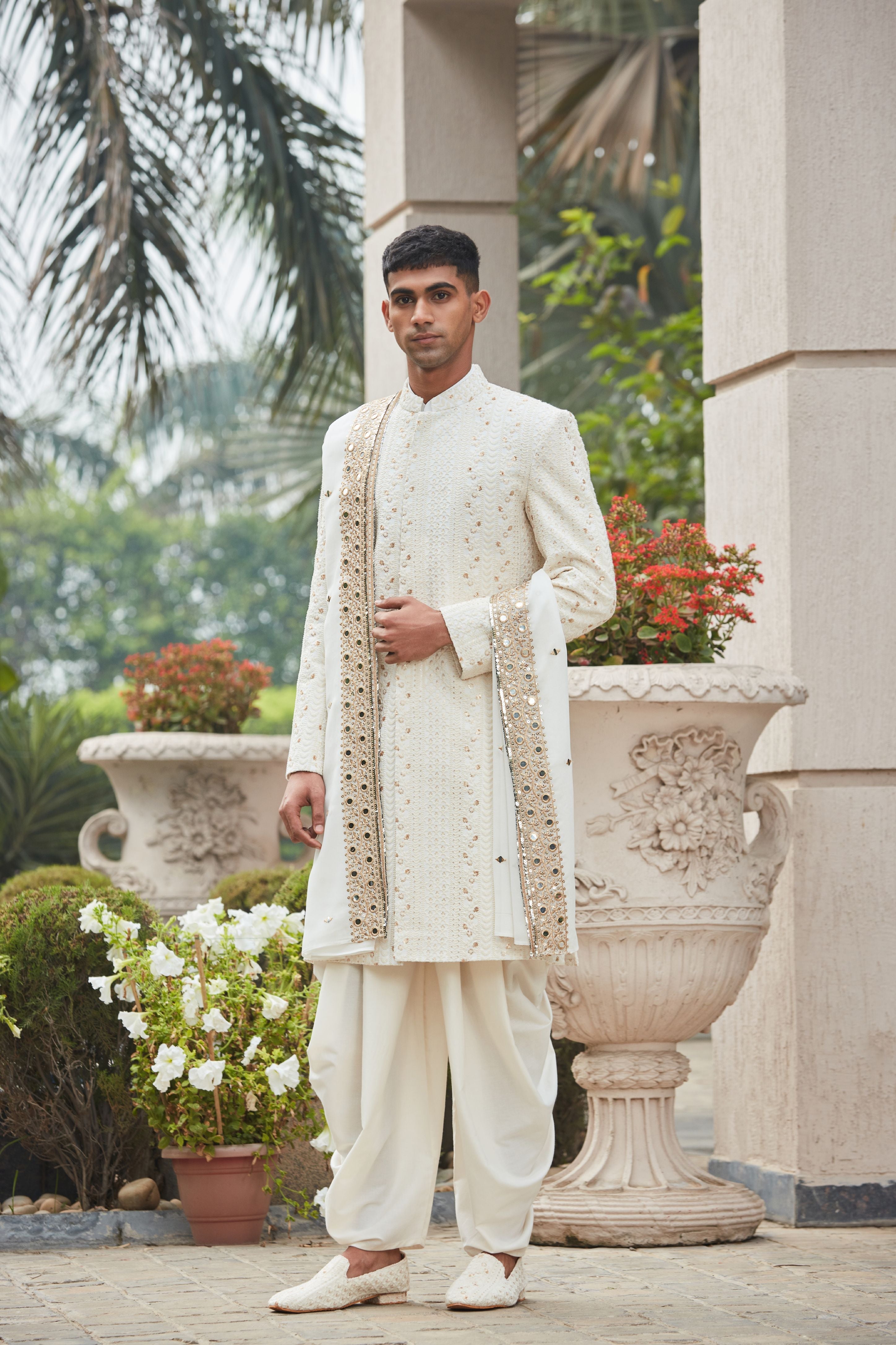 Rudra Sherwani Jacket Set with Stole