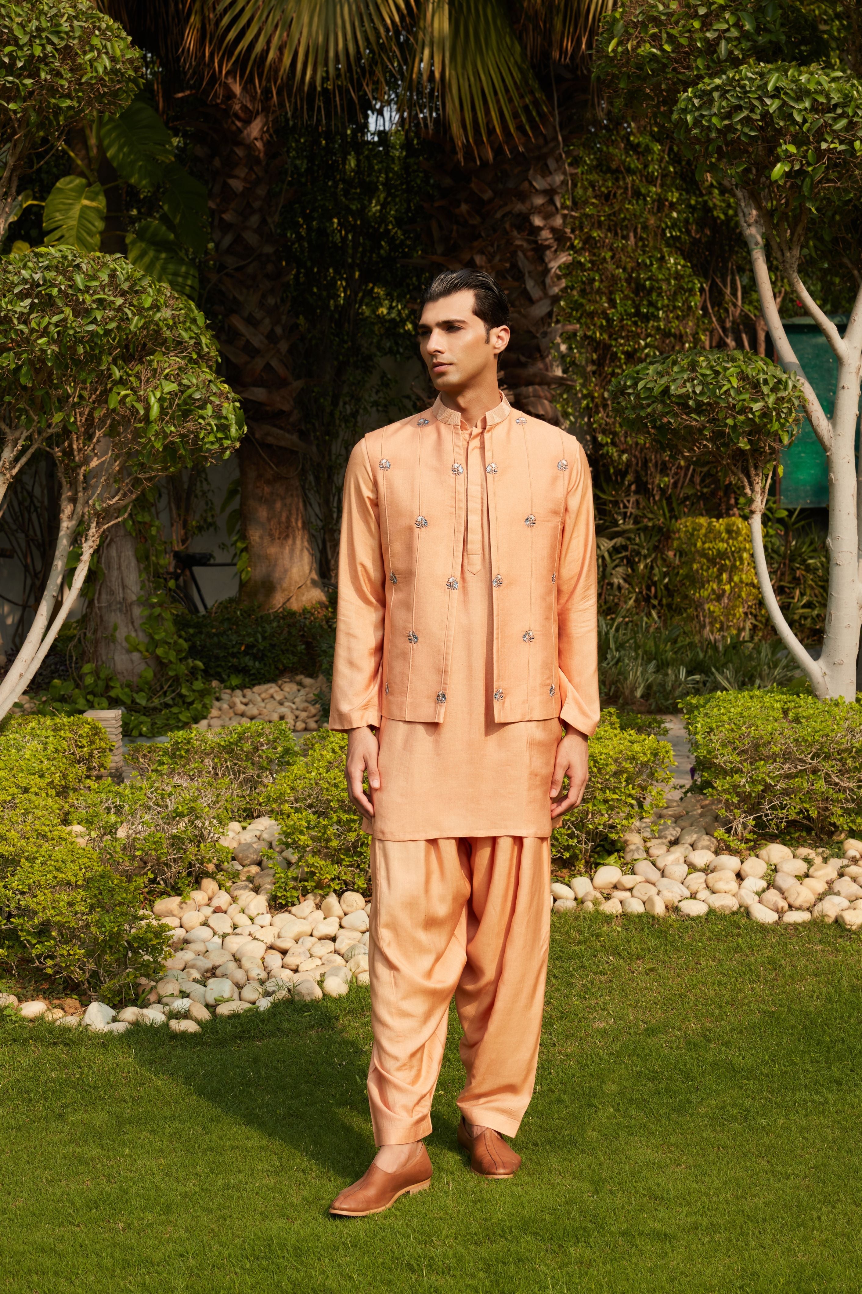 Adeem Nehru Jacket with Kurta & Salwar Set