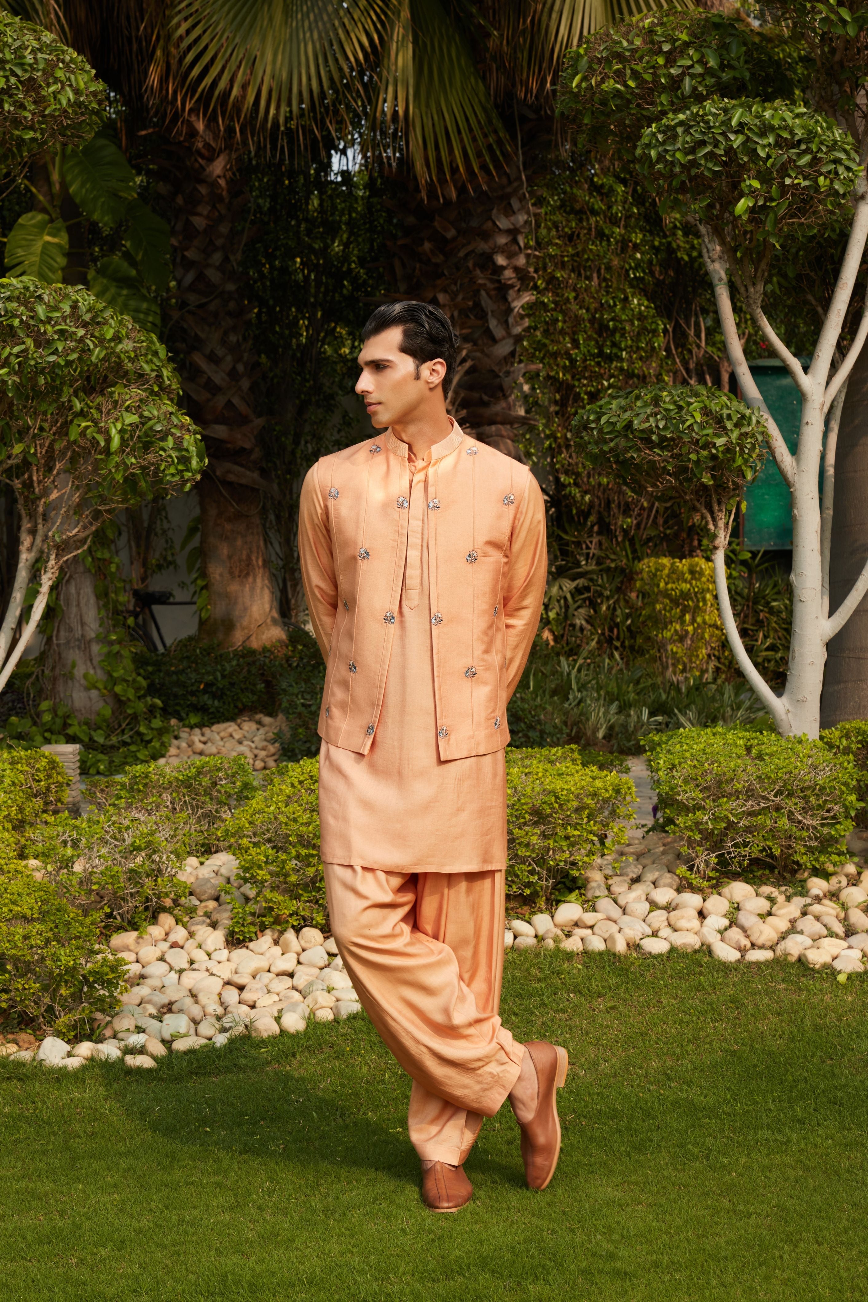 Adeem Nehru Jacket with Kurta & Salwar Set