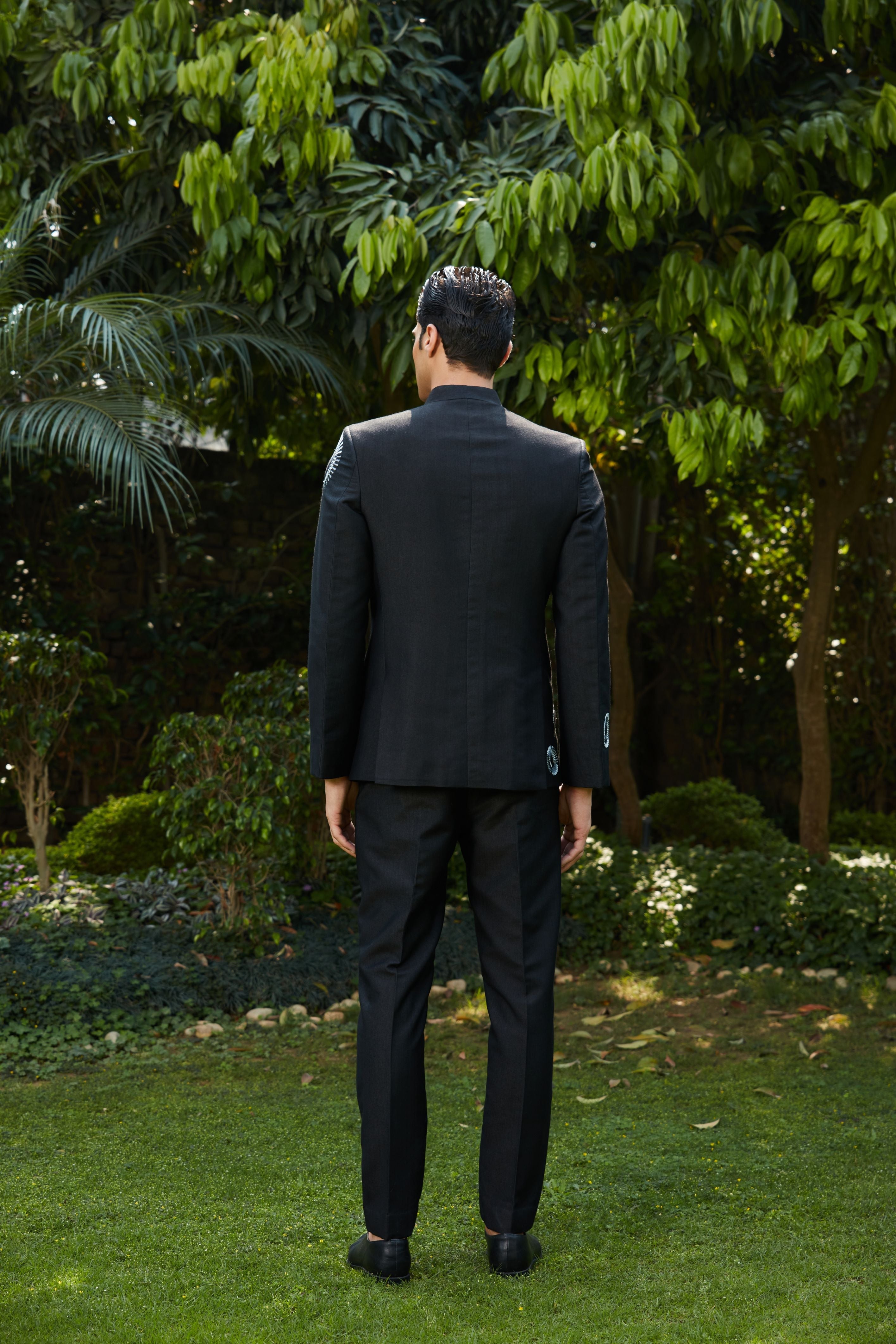 Cairo Bandhgala Open Jacket Set with Pants & Collarless Shirt