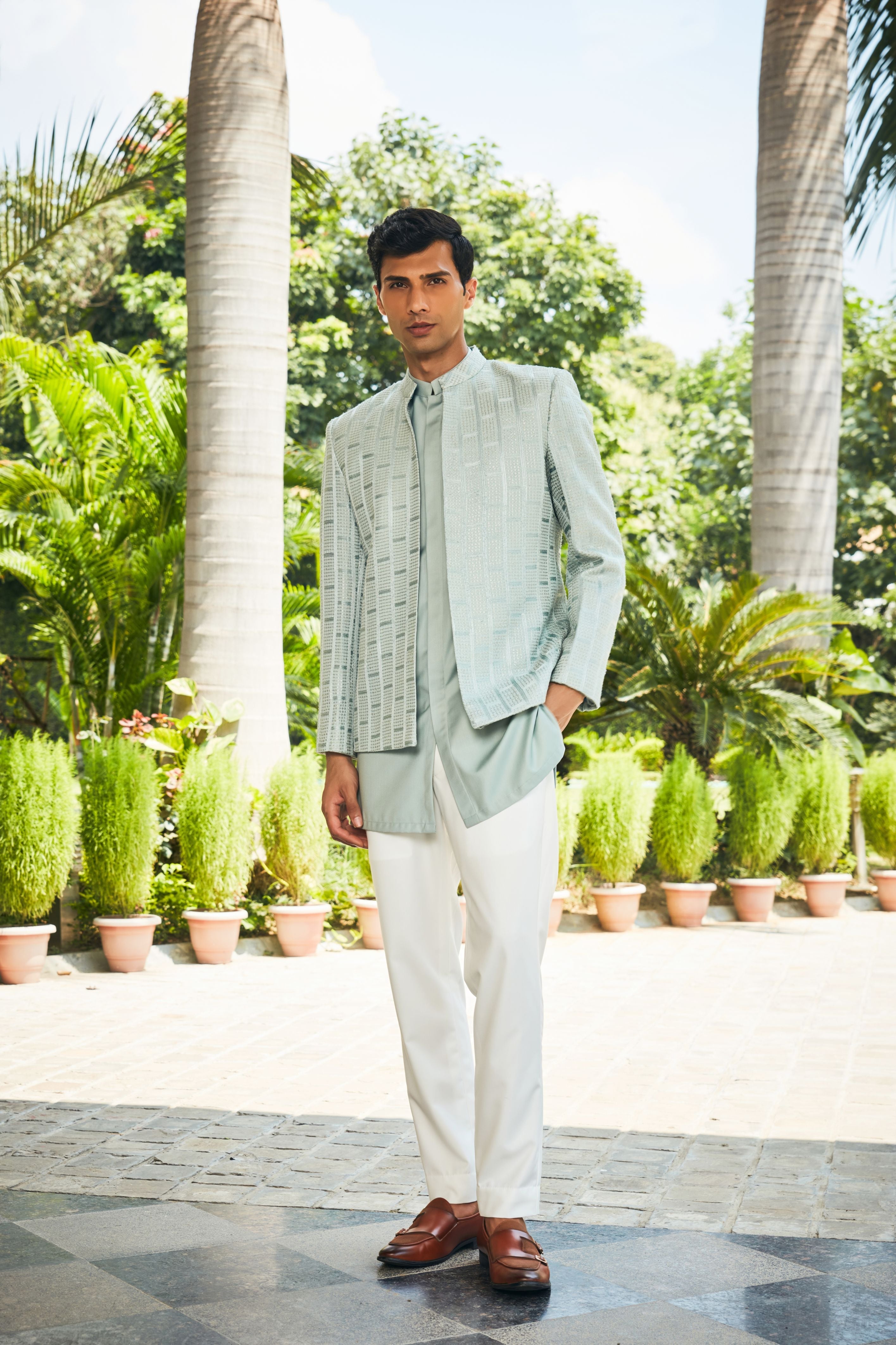 Satyen Open Jacket with Kurta Set