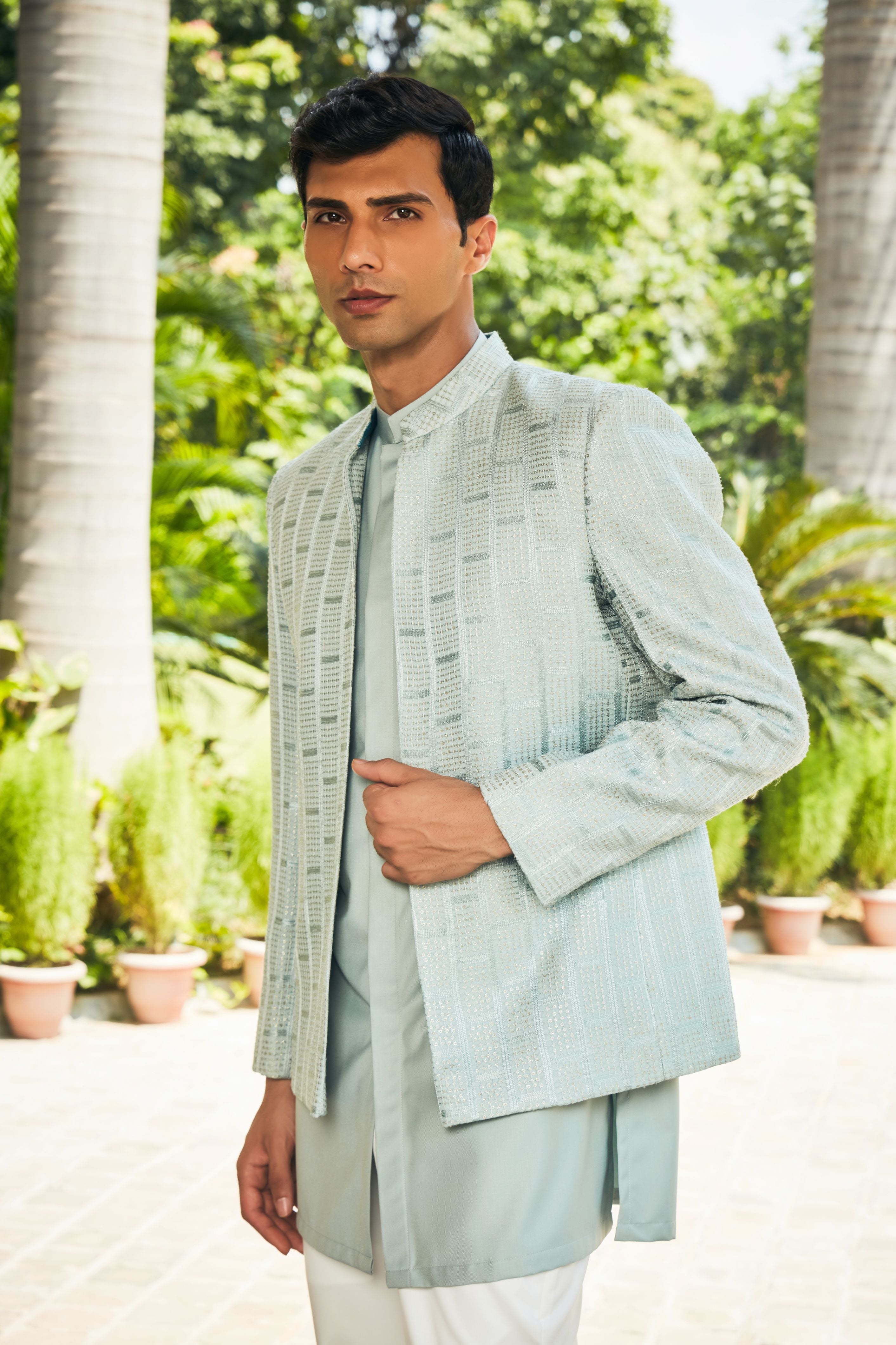 Satyen Open Jacket with Kurta Set