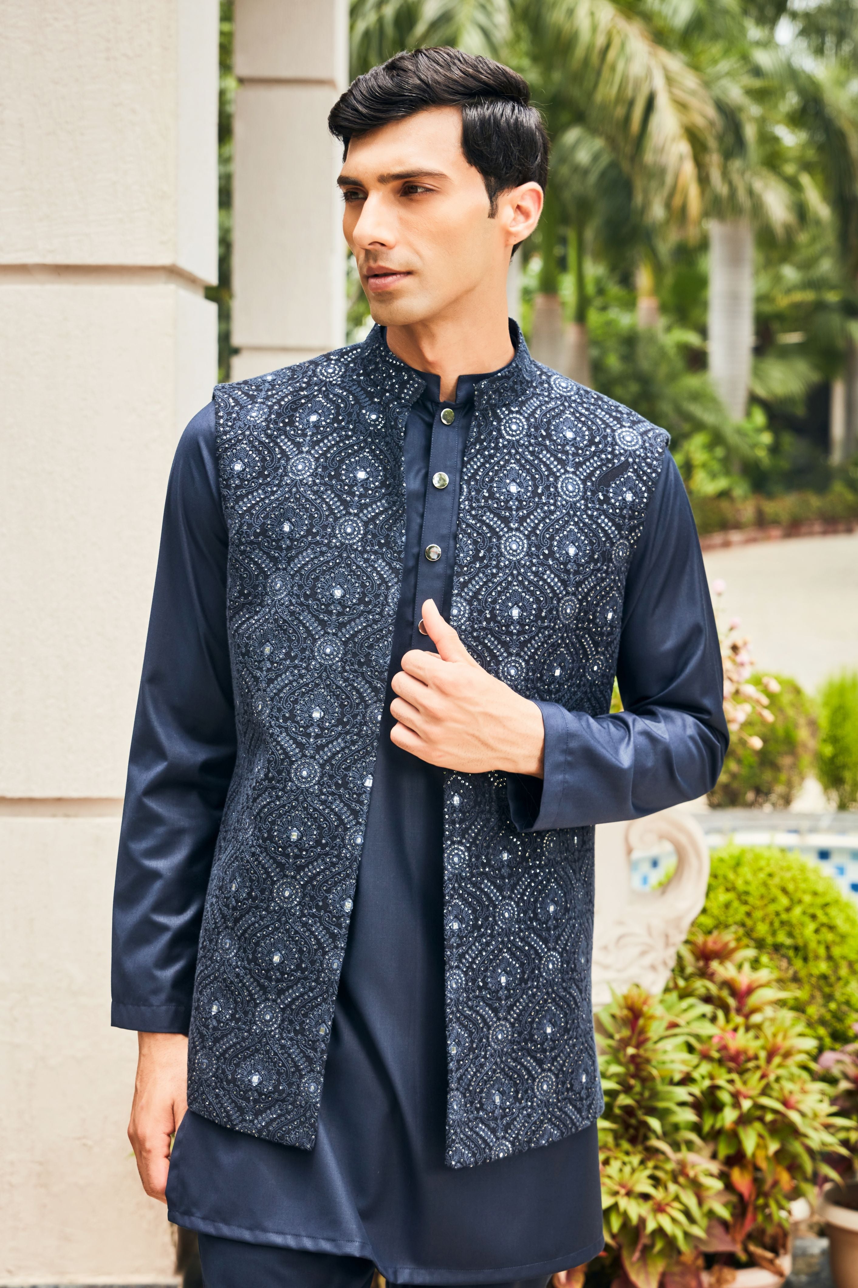 Ahi Open Nehru Jacket Set