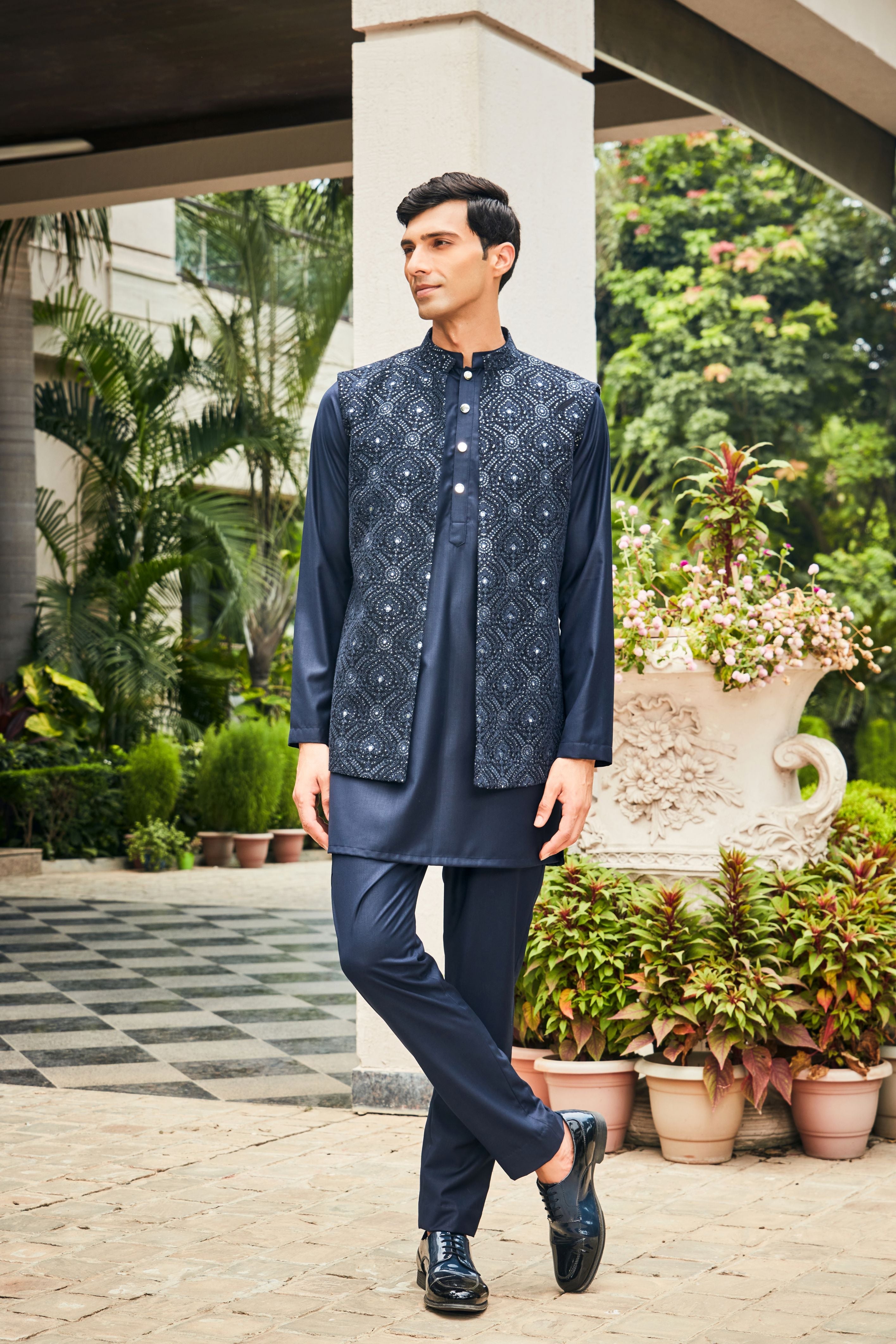 Ahi Open Nehru Jacket Set