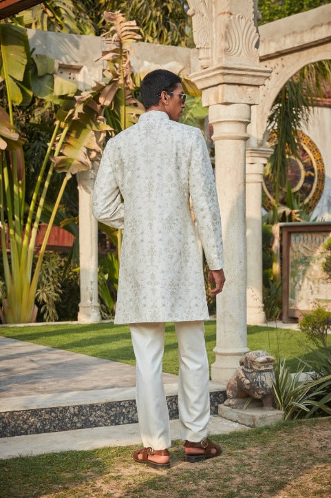 Ryan- Off White Chikankari Sherwani Set