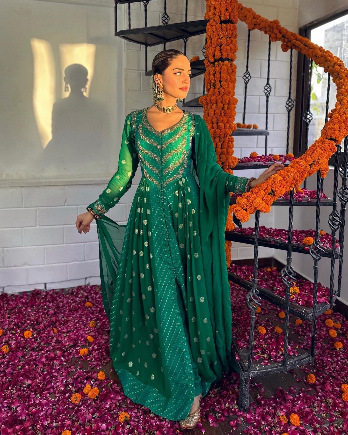 Emerald Green Anarkali Set