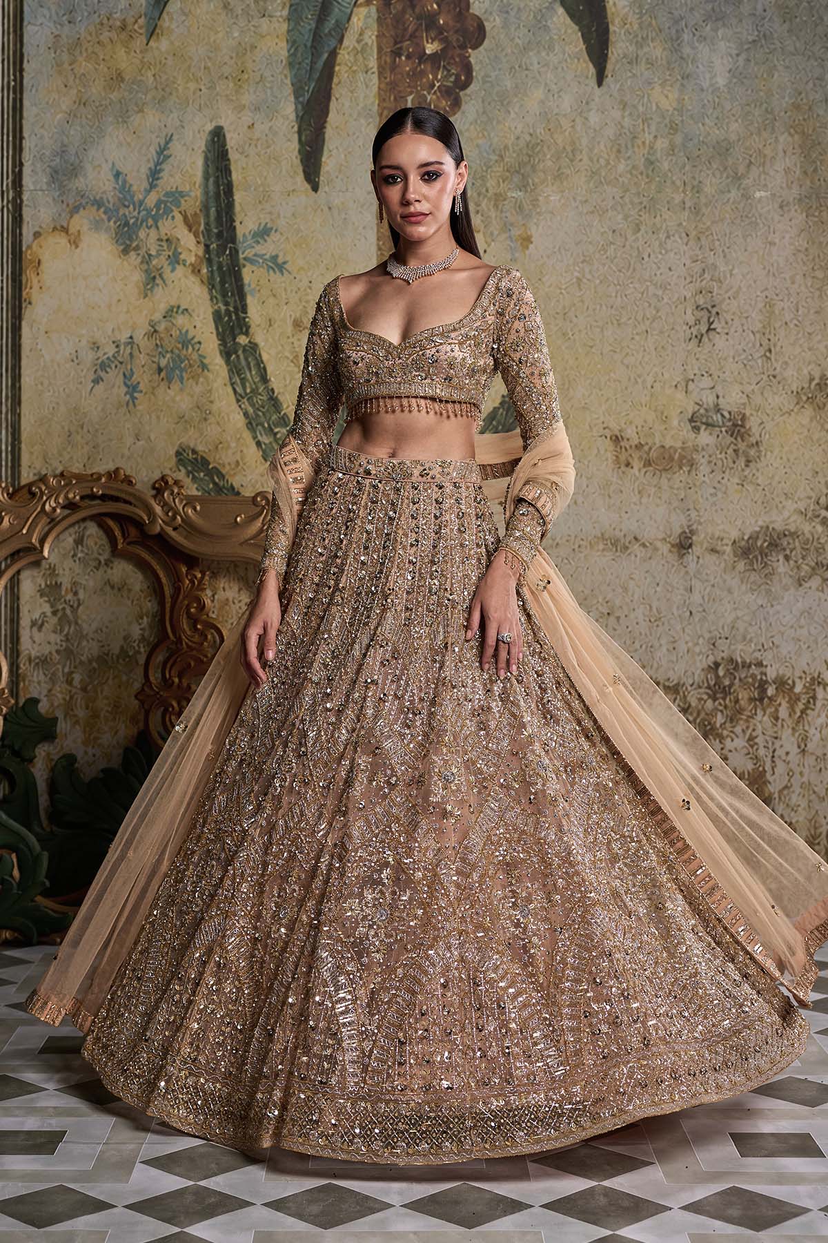 Gold & Silver Embellished Lehenga Set