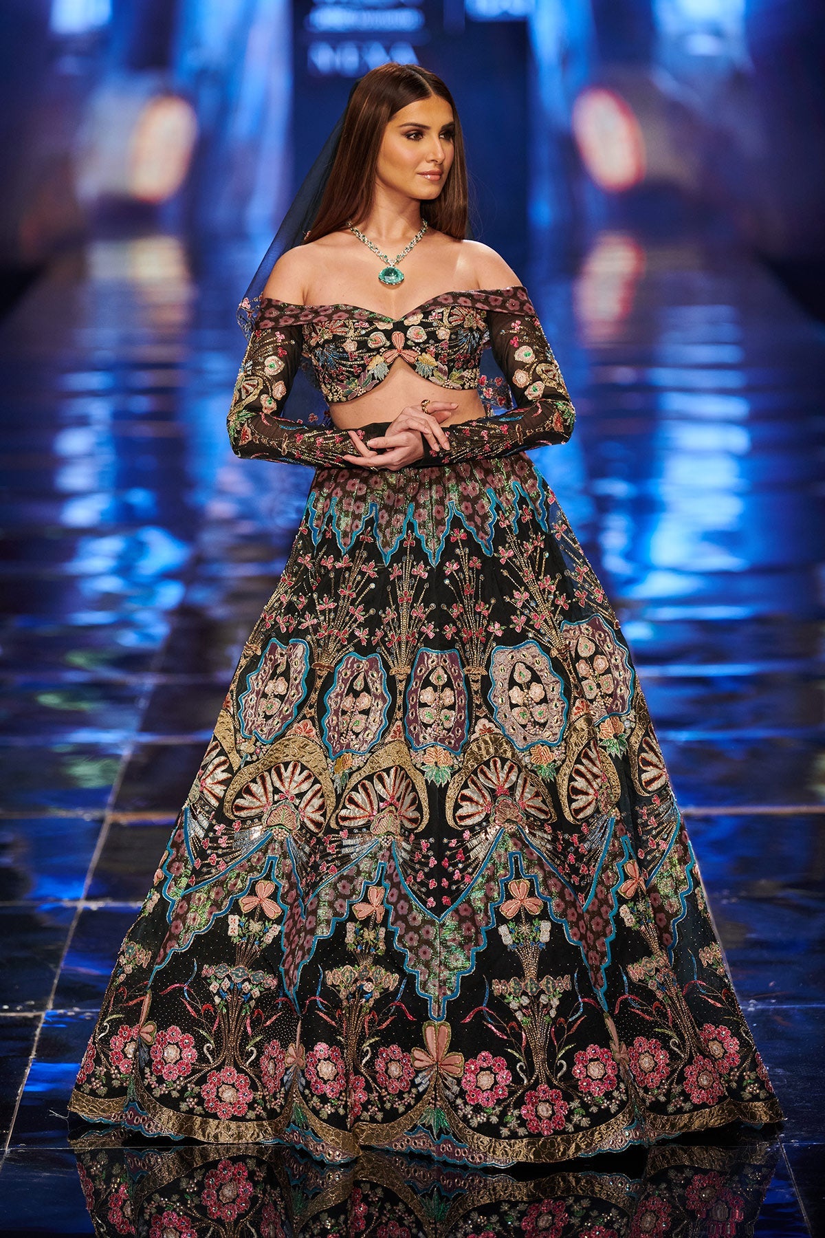 Tara Sutaria In Muntaner - Black Tulle Net Lehenga Set