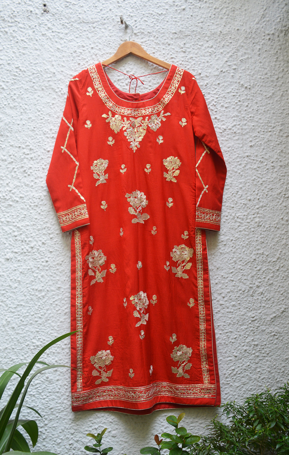 Red Yellow Kurta Set