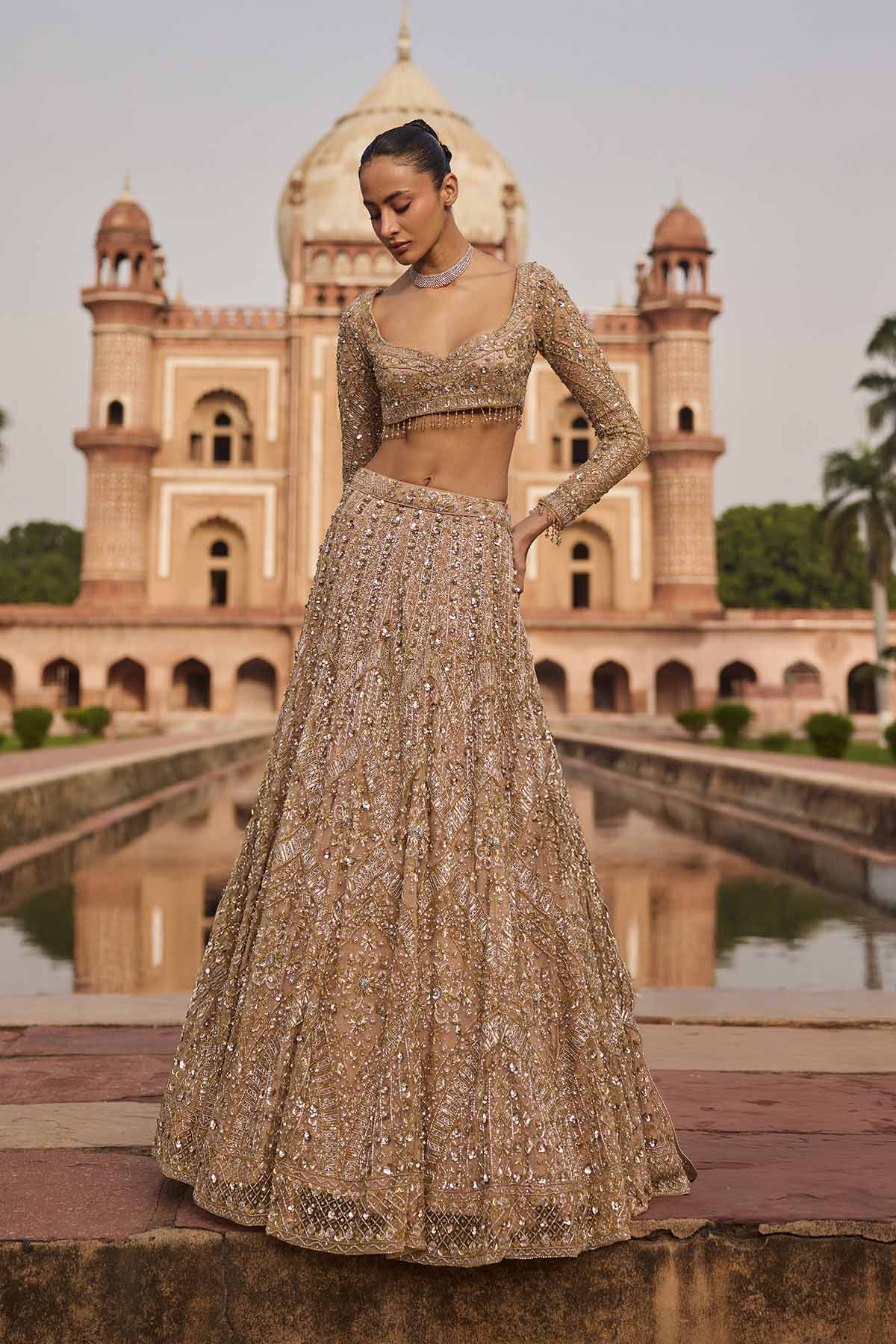 Gold & Silver Embellished Lehenga Set