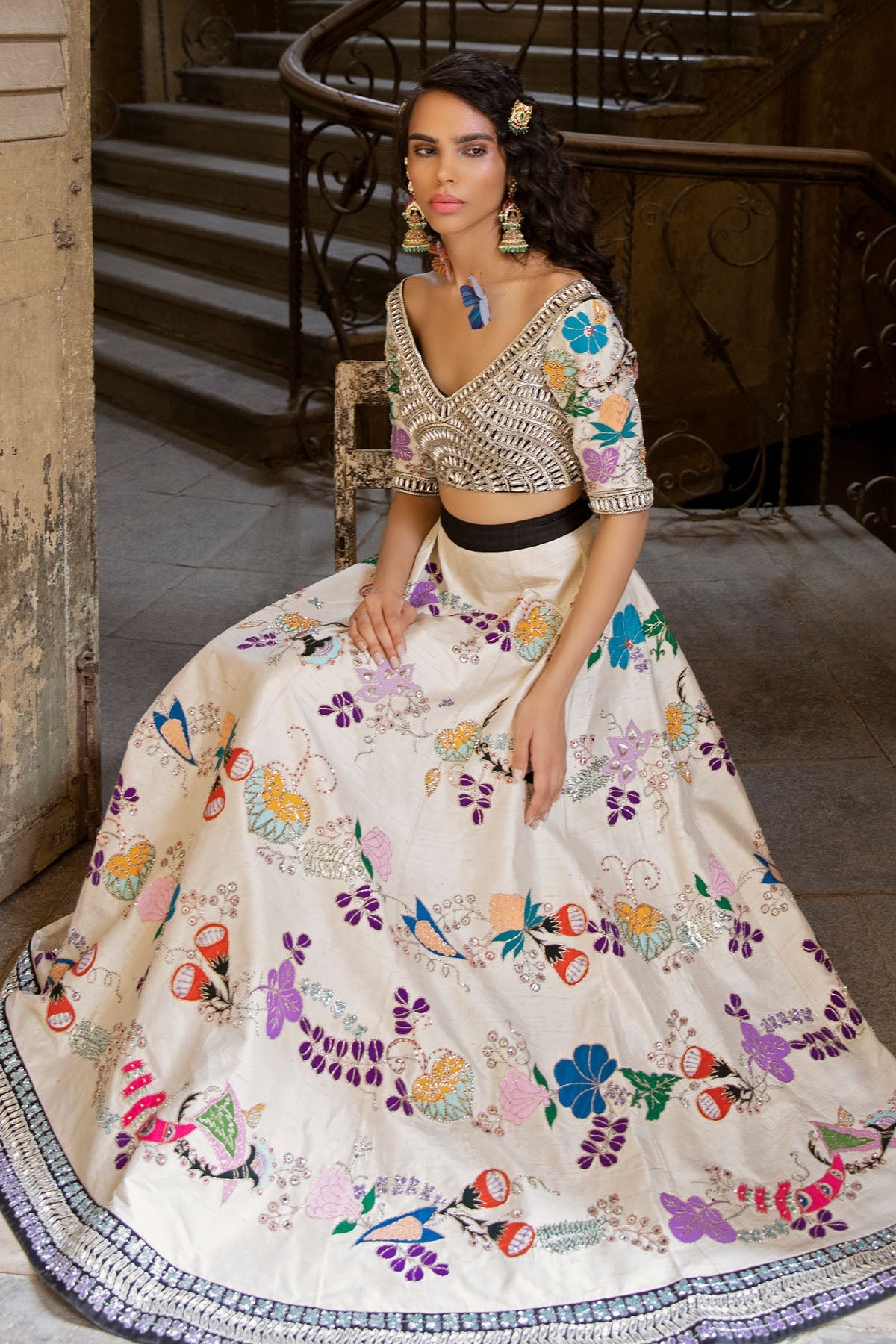 Opal - Ivory Raw Silk Lehenga Set