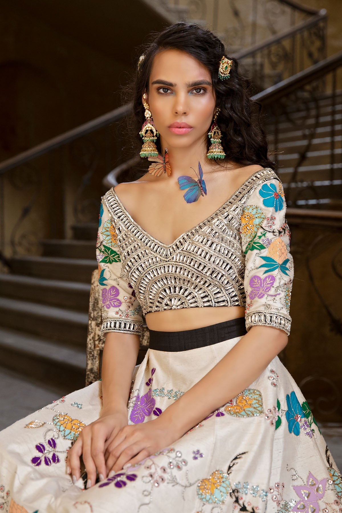Opal - Ivory Raw Silk Lehenga Set