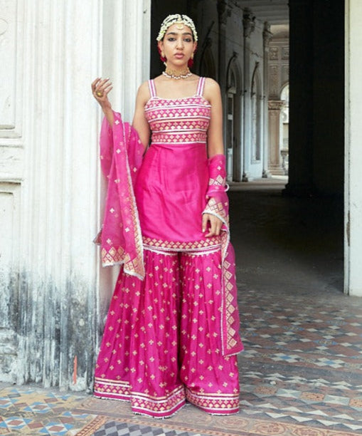 Aarva Strappy Kurta with Sharara and Dupatta