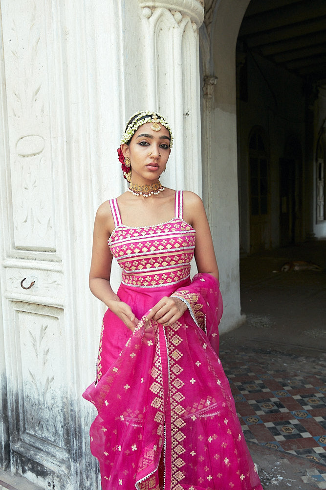 Aarva Strappy Kurta with Sharara and Dupatta