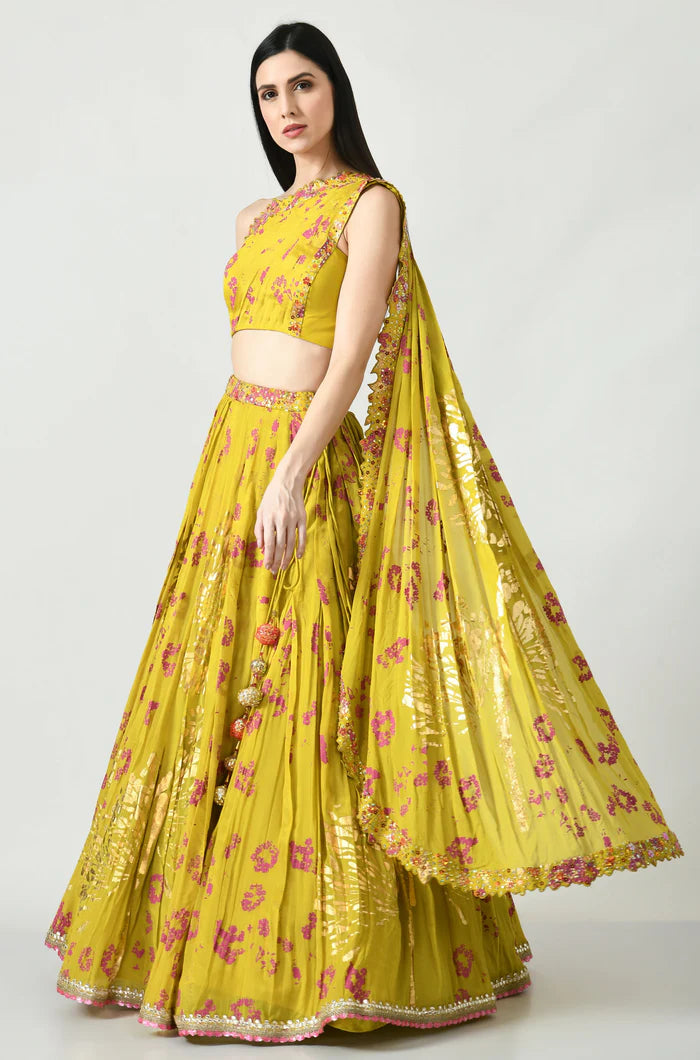 Humaira One Shoulder Blouse with Lehenga Set