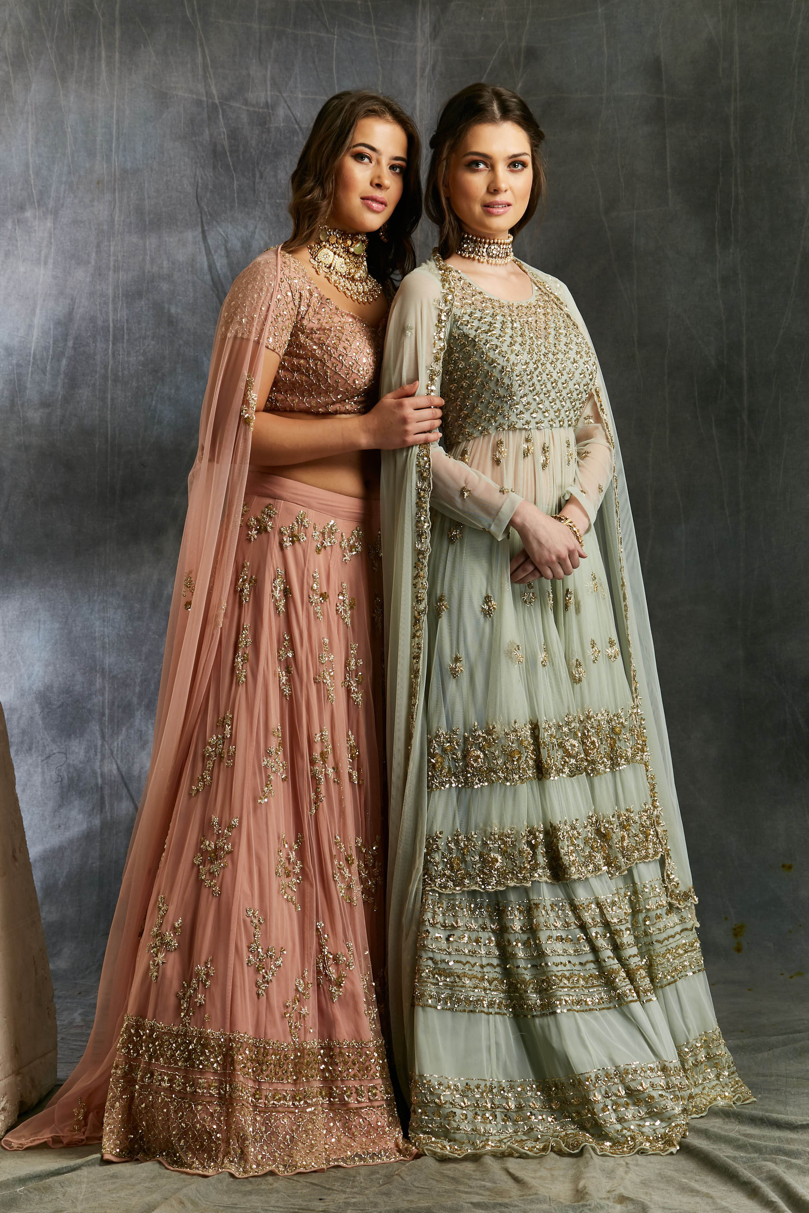 Dusty Pink With Gold Work Lehenga Set