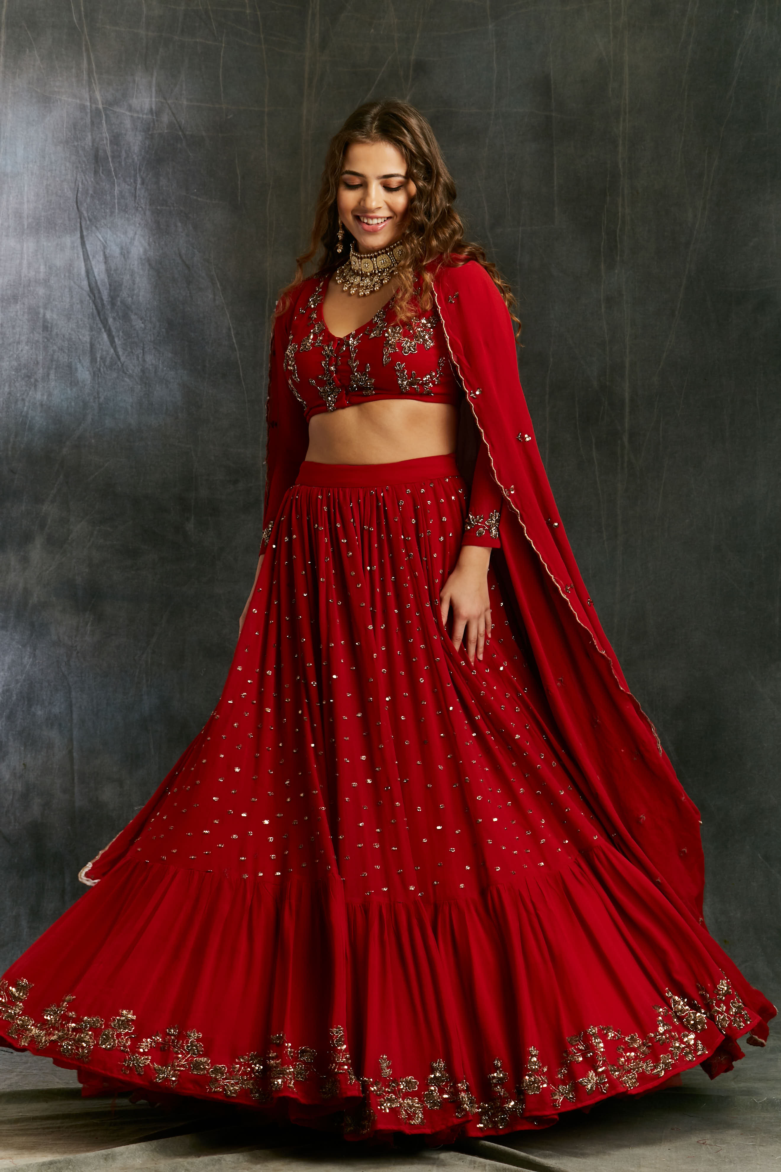 Red Boot Lehenga Set