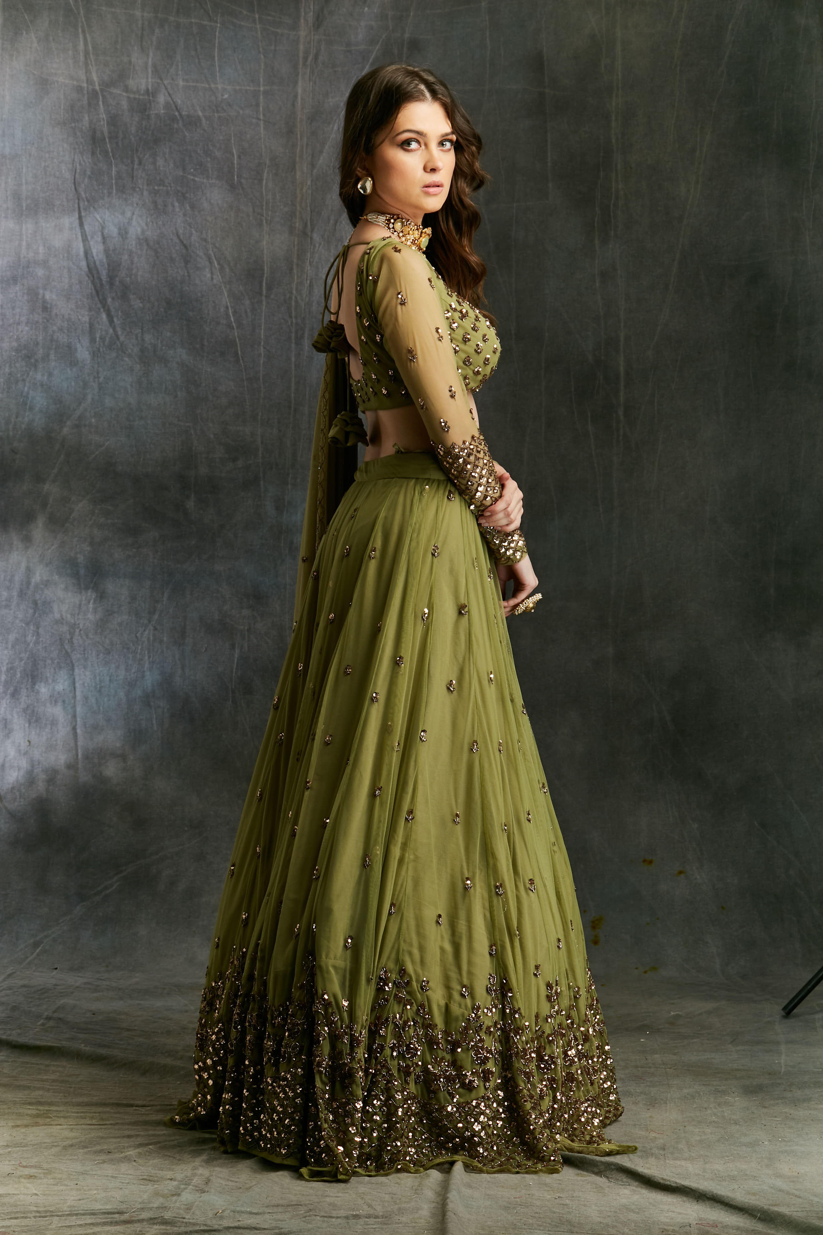 Olive Green Lehenga Set