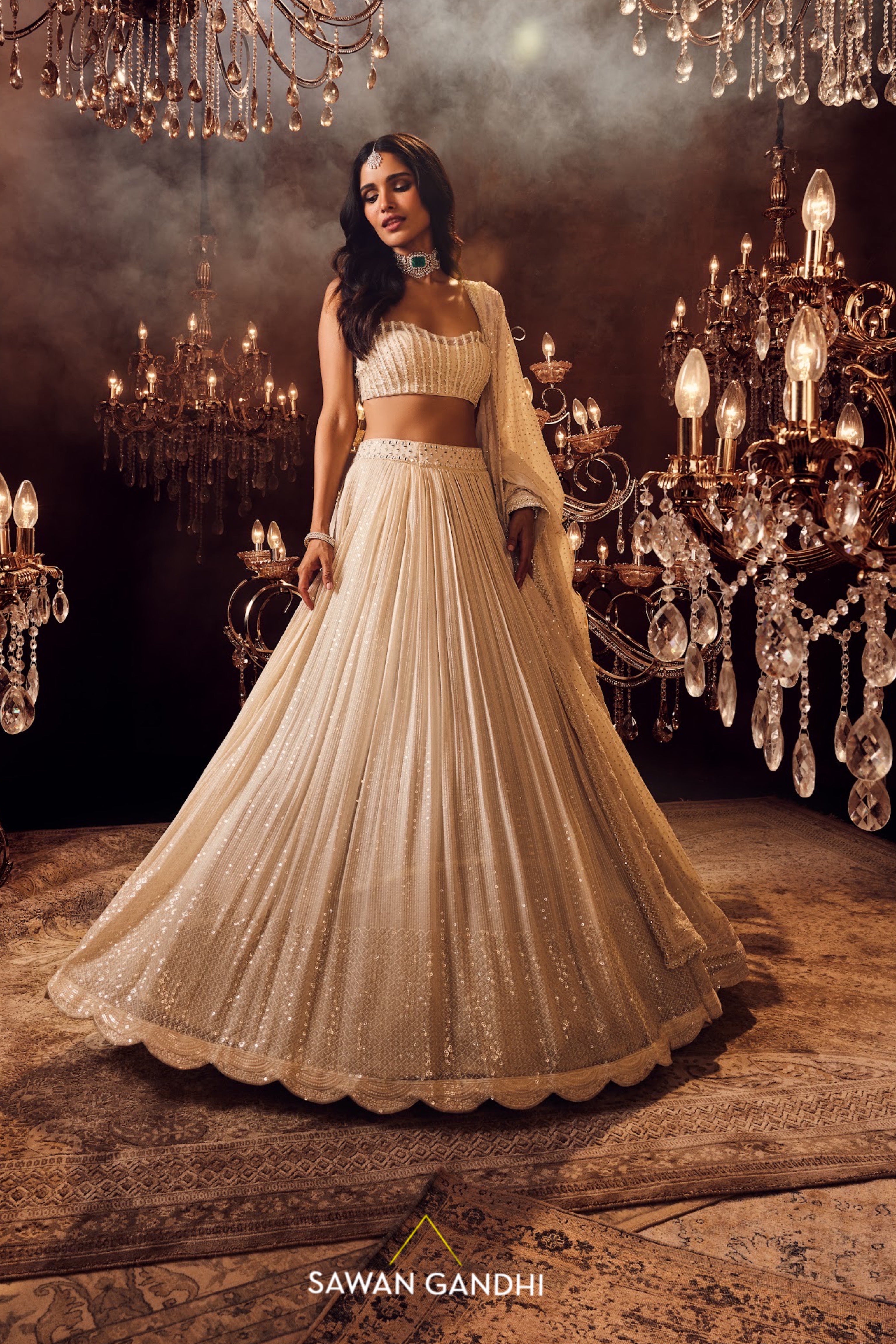 Ivory sequins lehnga set