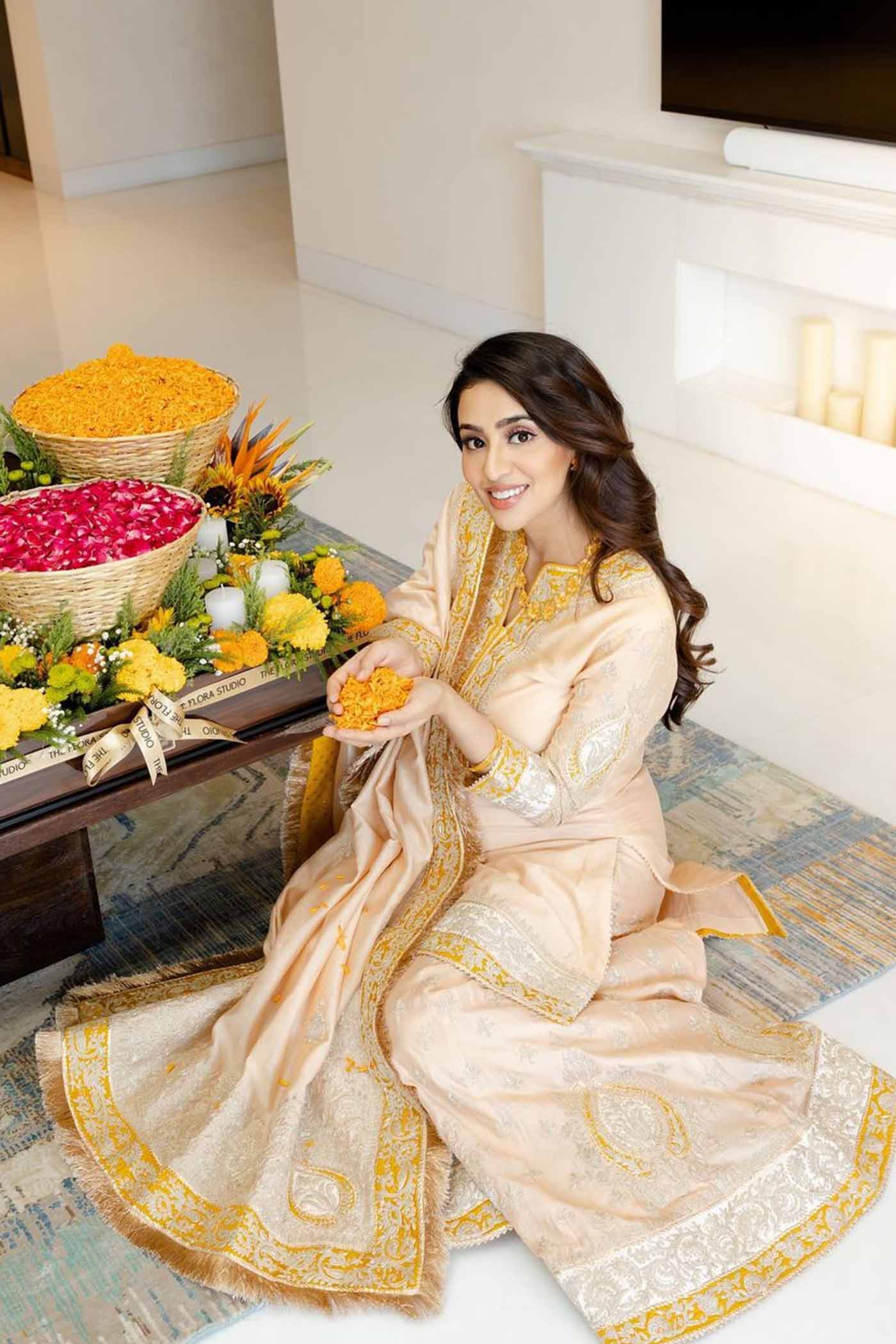 Shabina- Rosepink short kurta with garara and dupatta