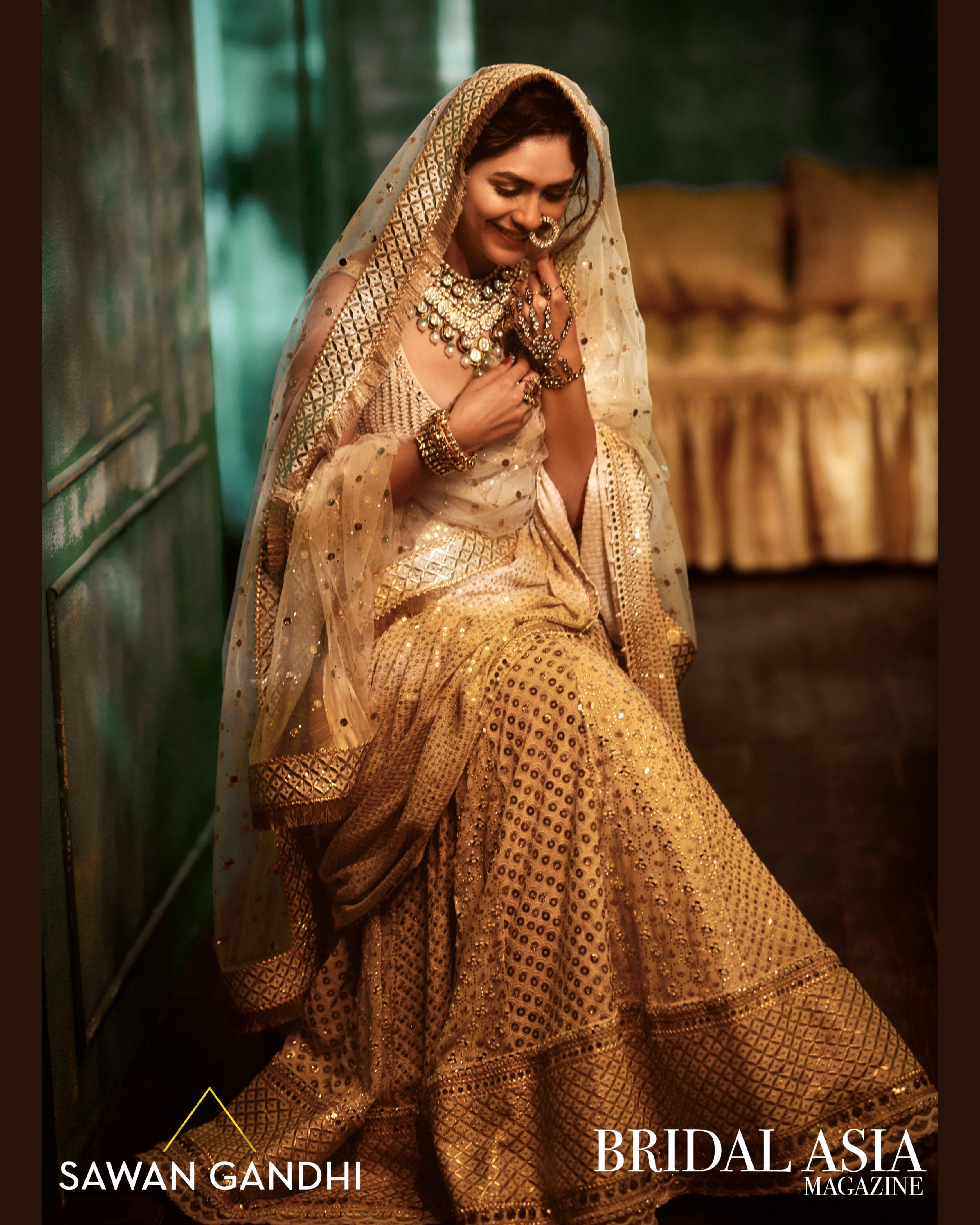 Mrunal Thakur in IVORY MUKAISH MIRROR WORK LEHNGA