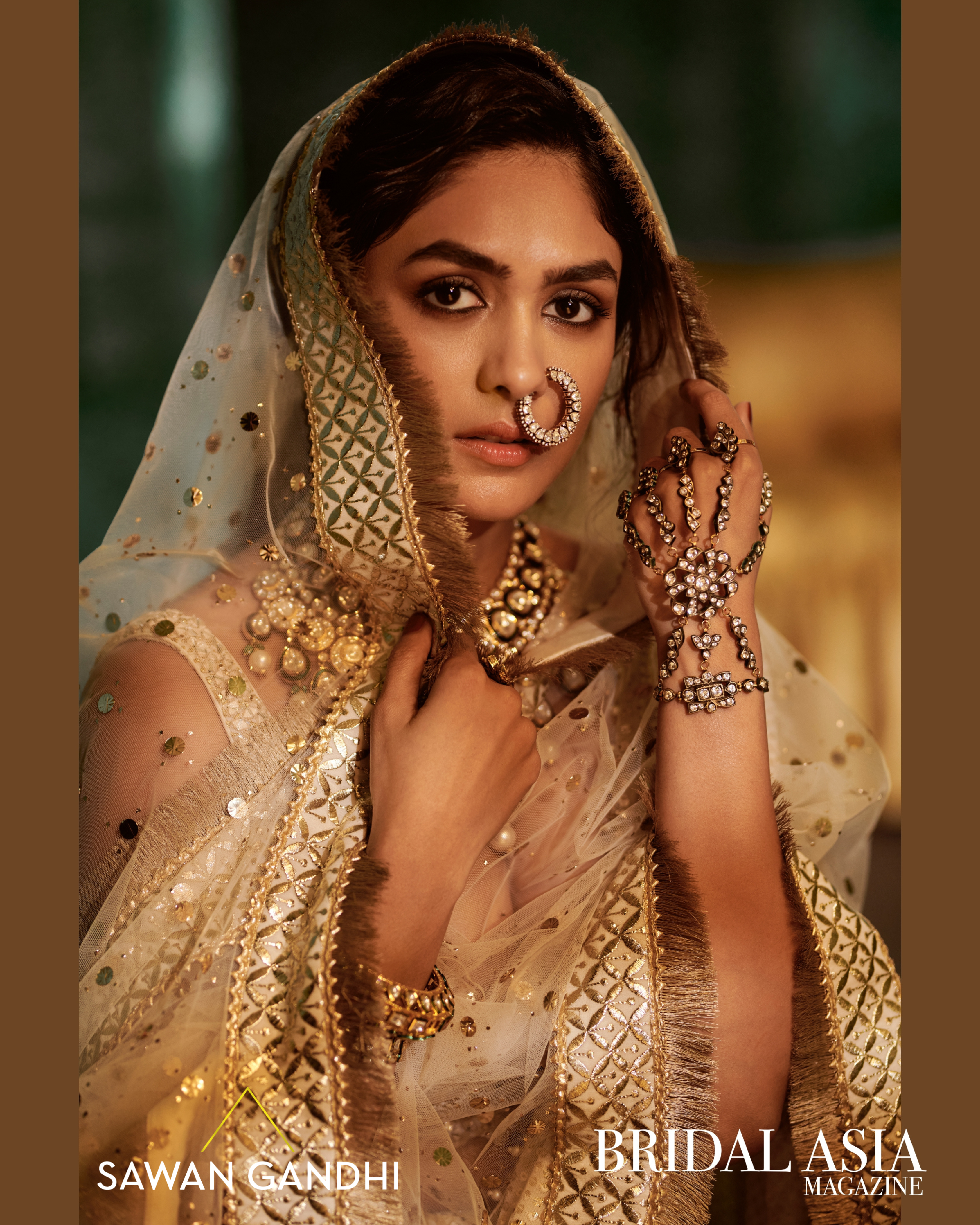 Mrunal Thakur in IVORY MUKAISH MIRROR WORK LEHNGA