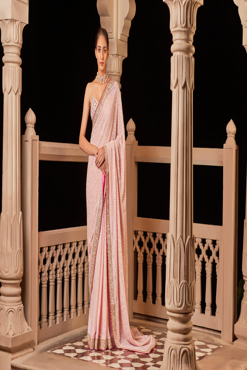 Pink Chickankari Saree