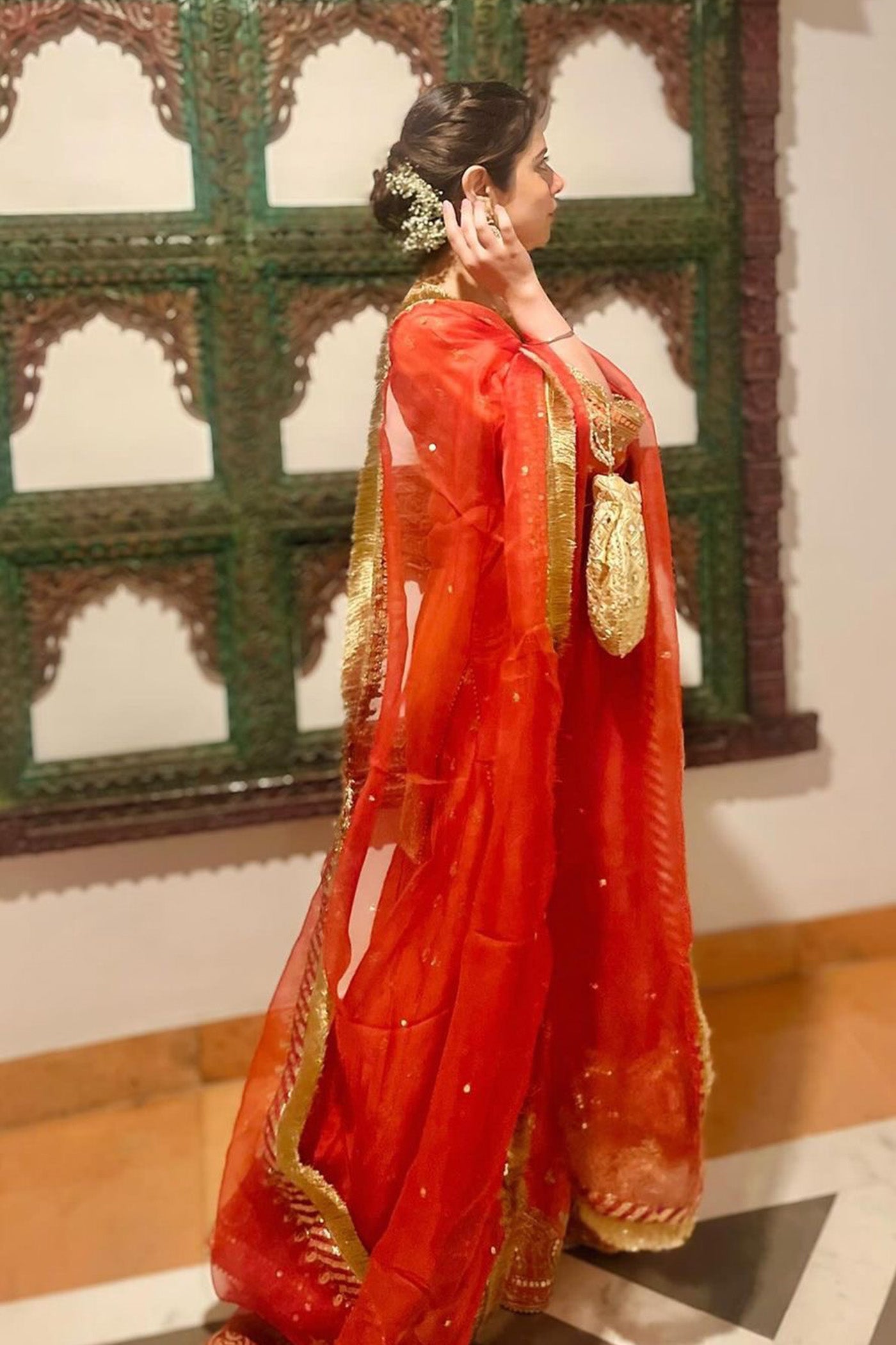 Tarini Bhatia In MISHIKA - BURNT ORANGE KURTA WITH SHARARA AND DUPATTA