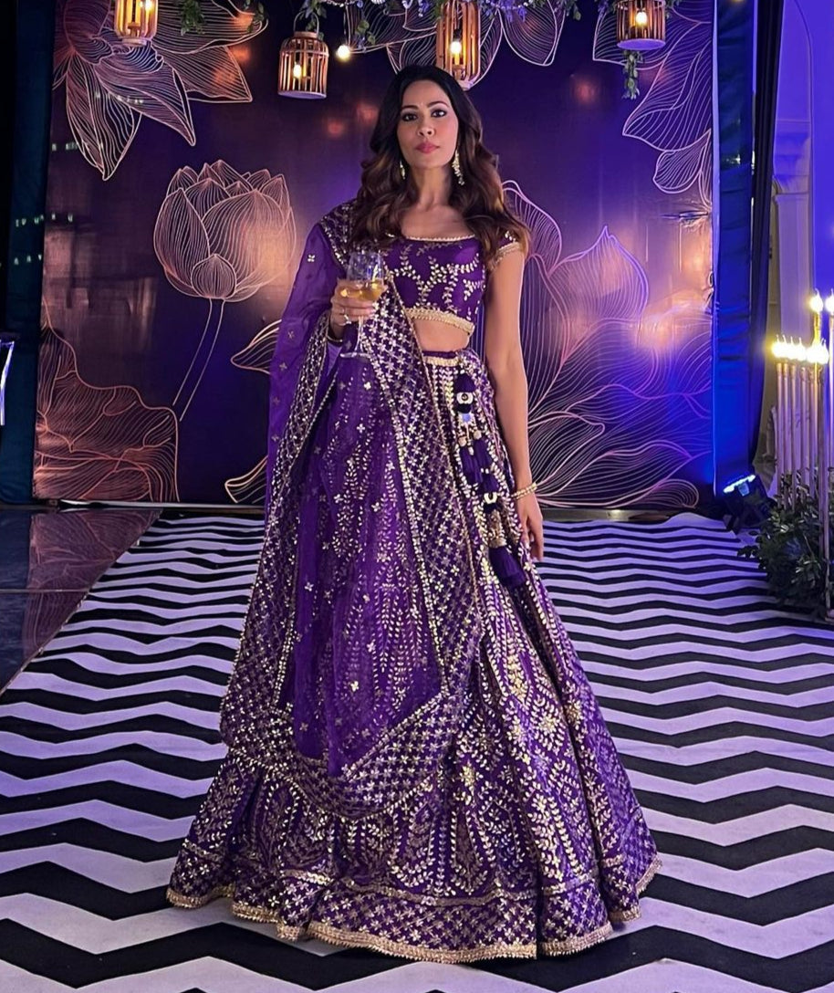 Swati Vatsa in Marigold Patti Lehenga Set