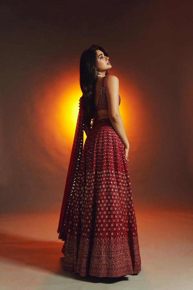 Krithi shetty in Crimson badla work lehenga