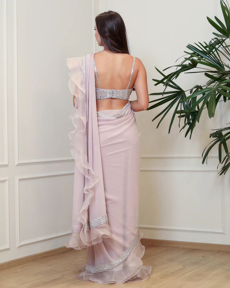 Lilac Ruffled Saree