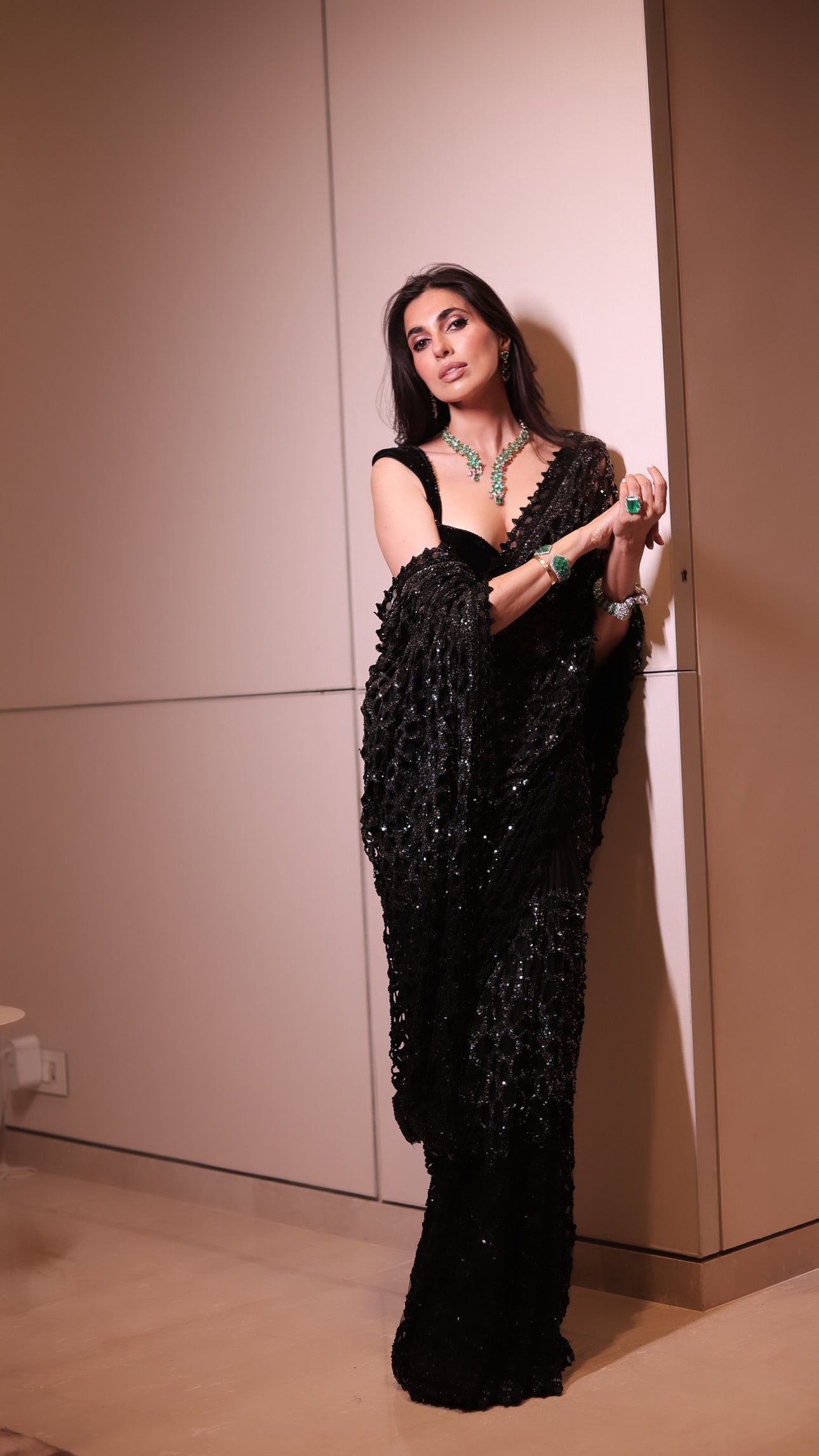 Prena Goel in Black ombre cutwork saree