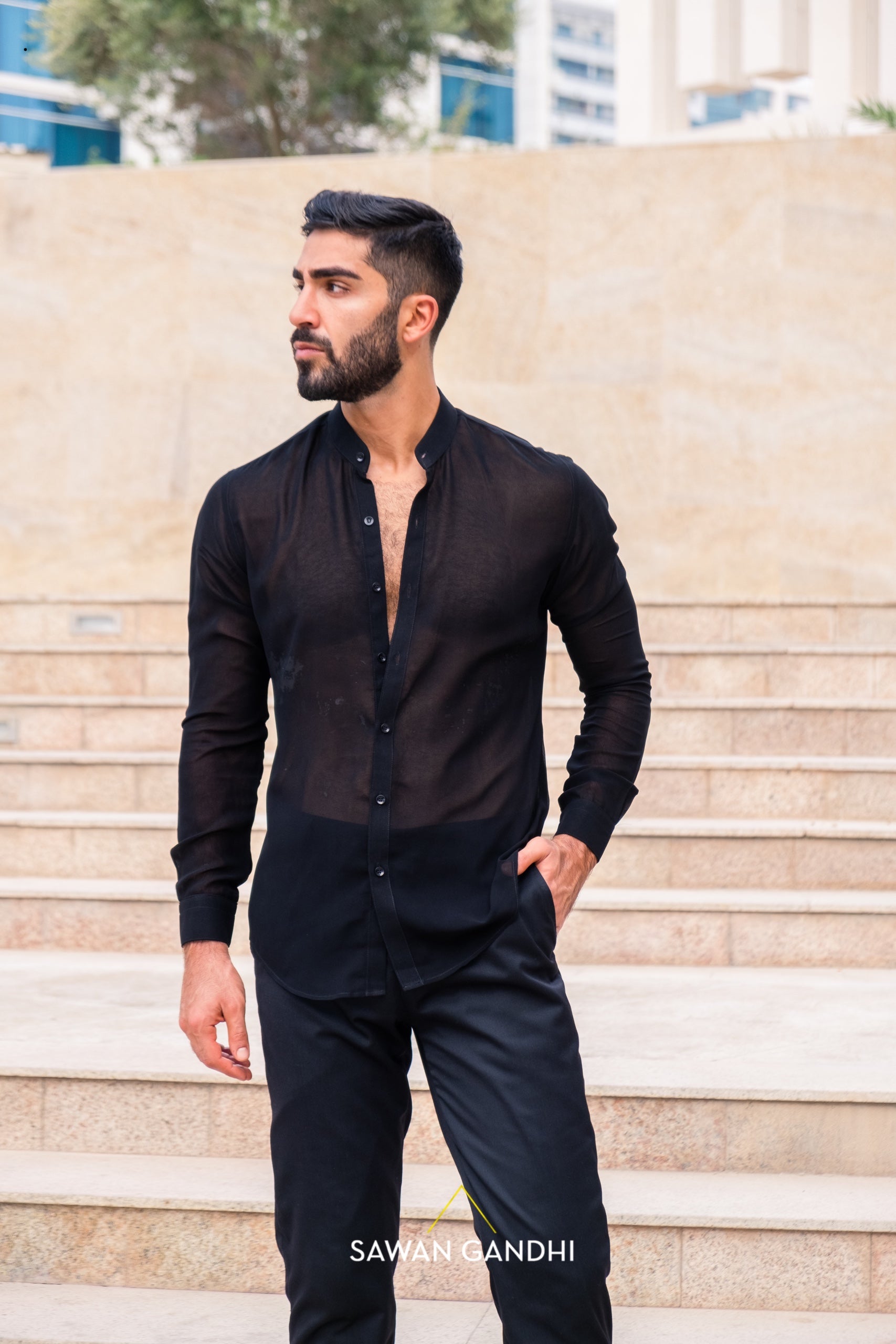 Black georgette shirt