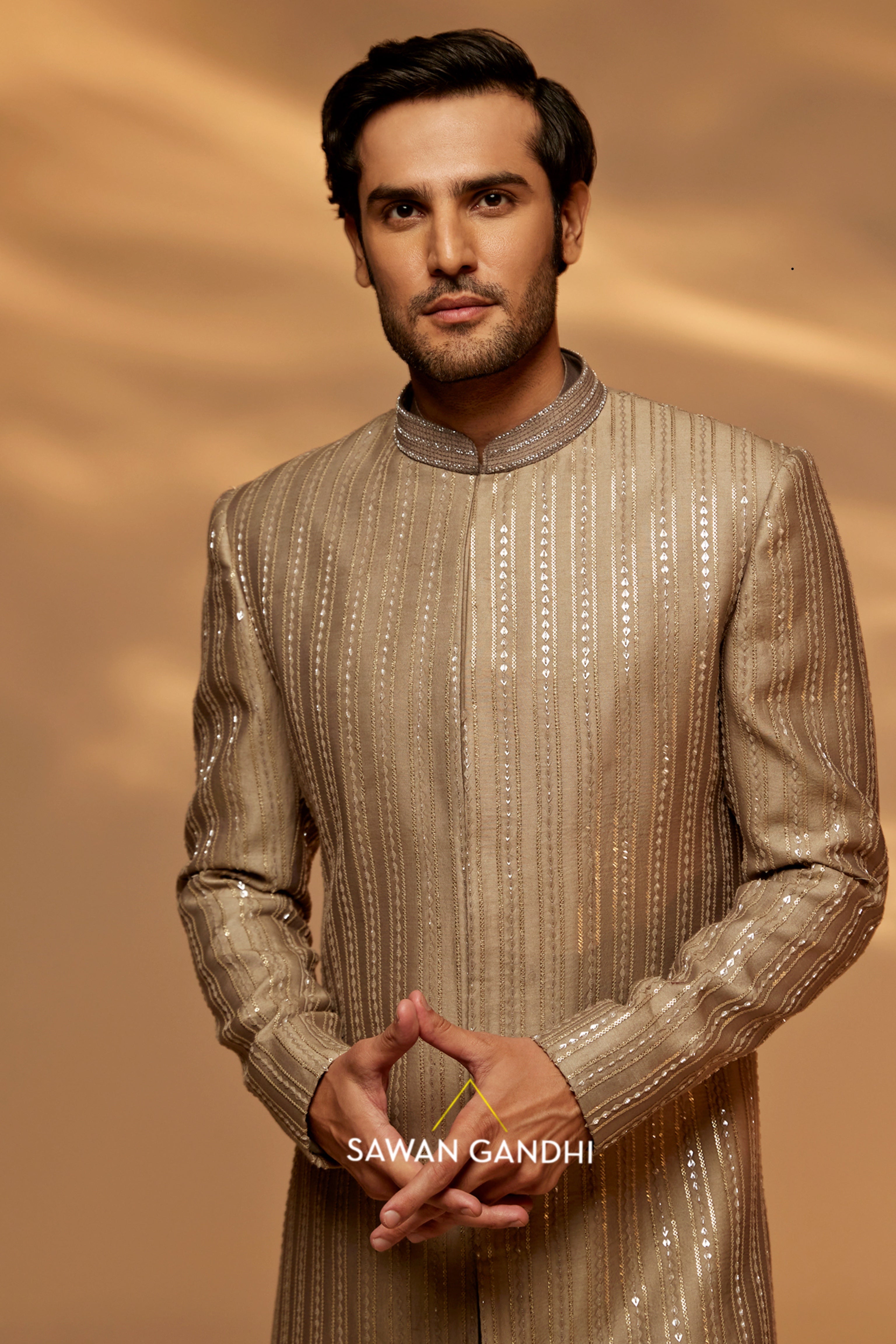 Taupe sherwani