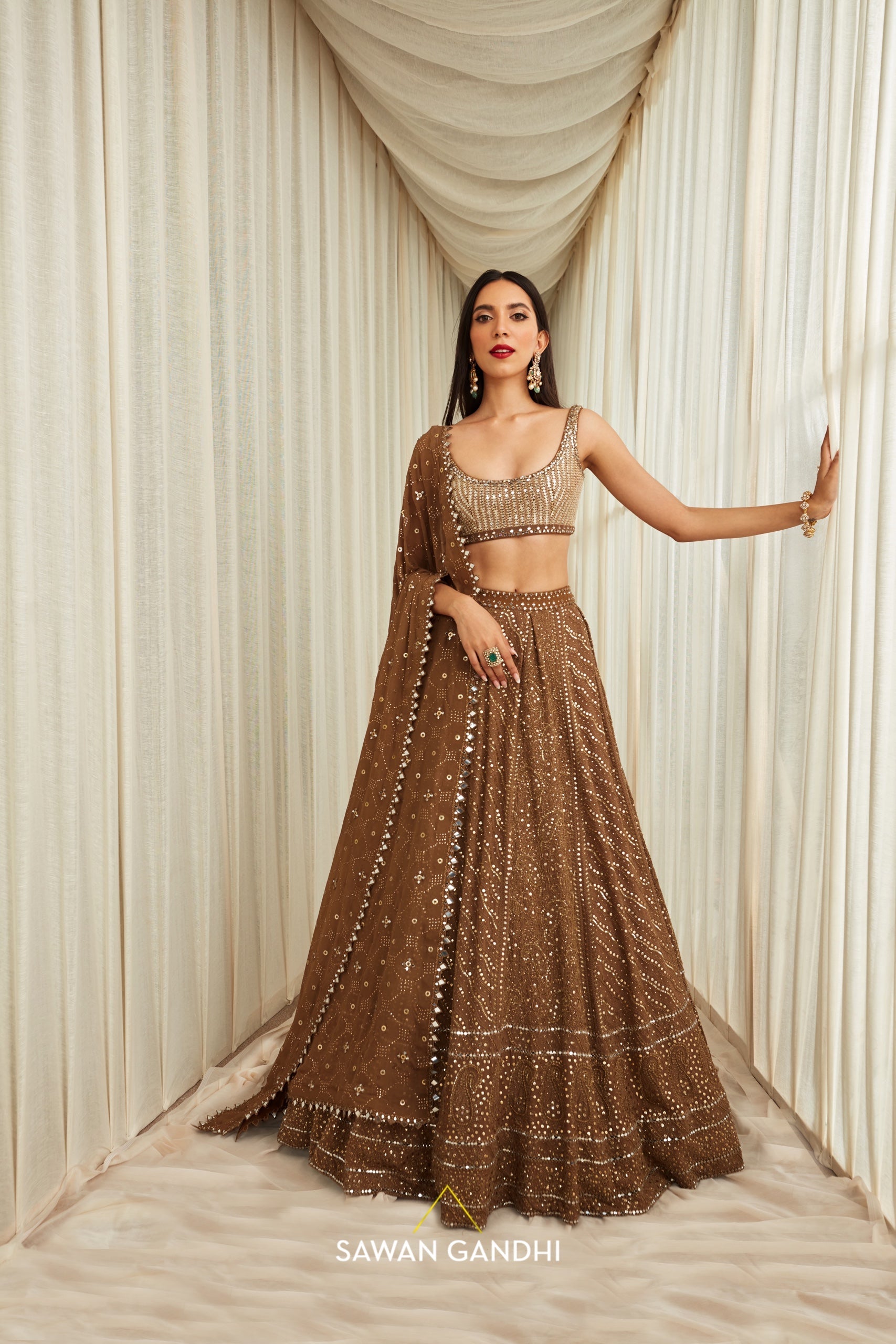 Coffee Chikankari lehnga set