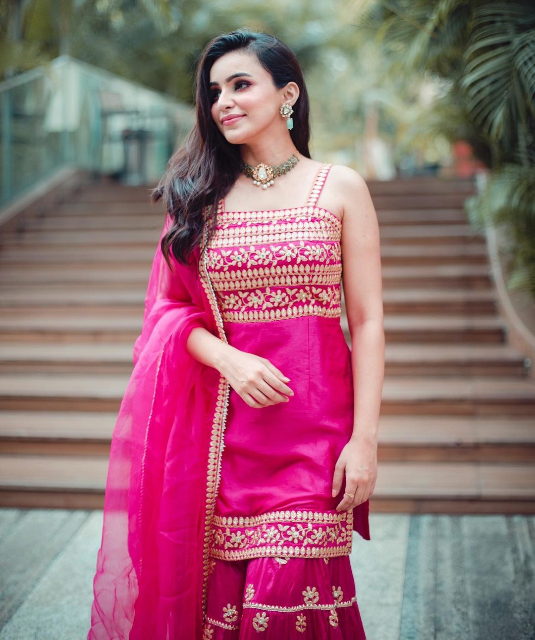 Ankita Sharma in Marigold Aarva Strappy Sharara Set