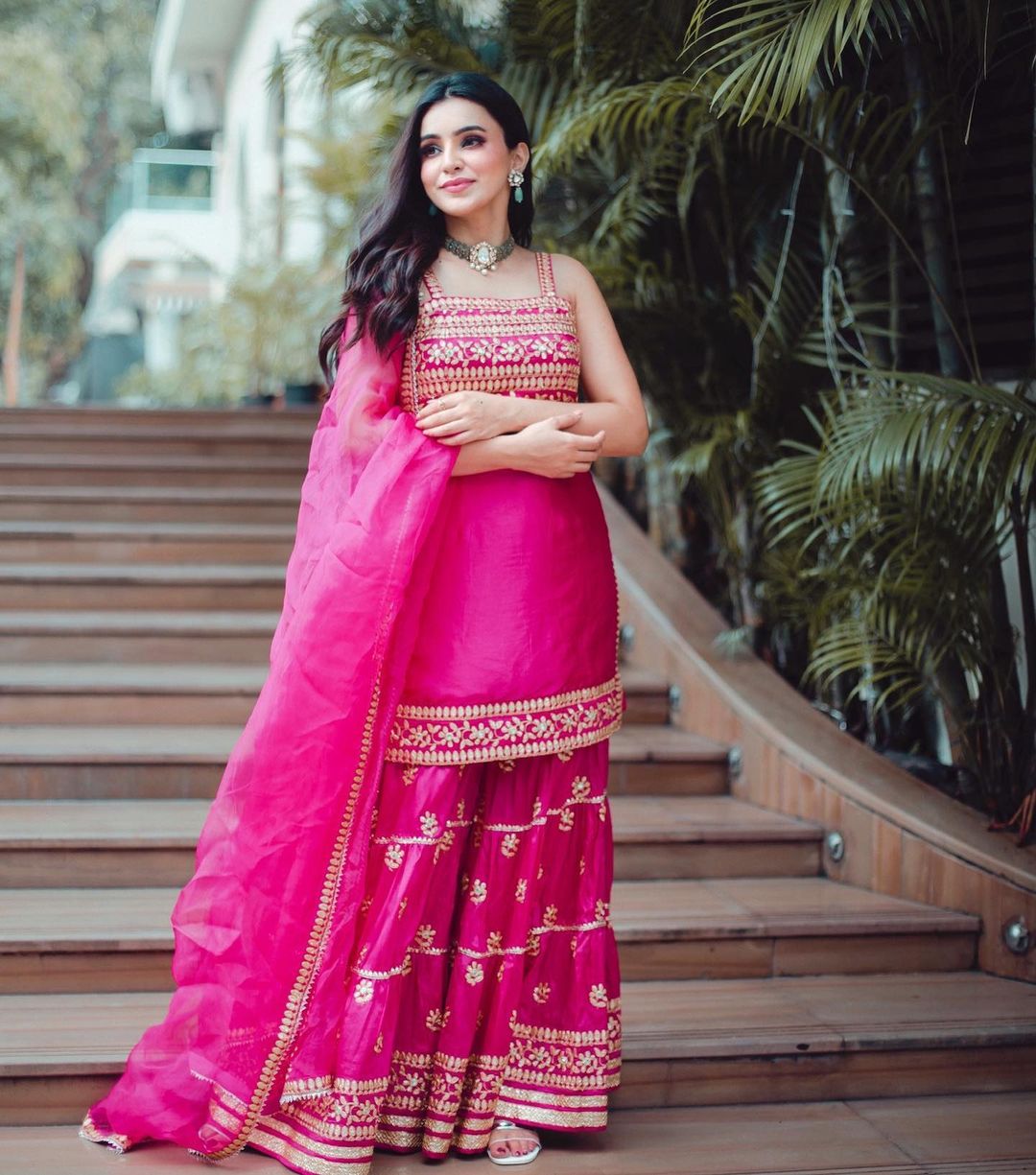 Ankita Sharma in Marigold Aarva Strappy Sharara Set