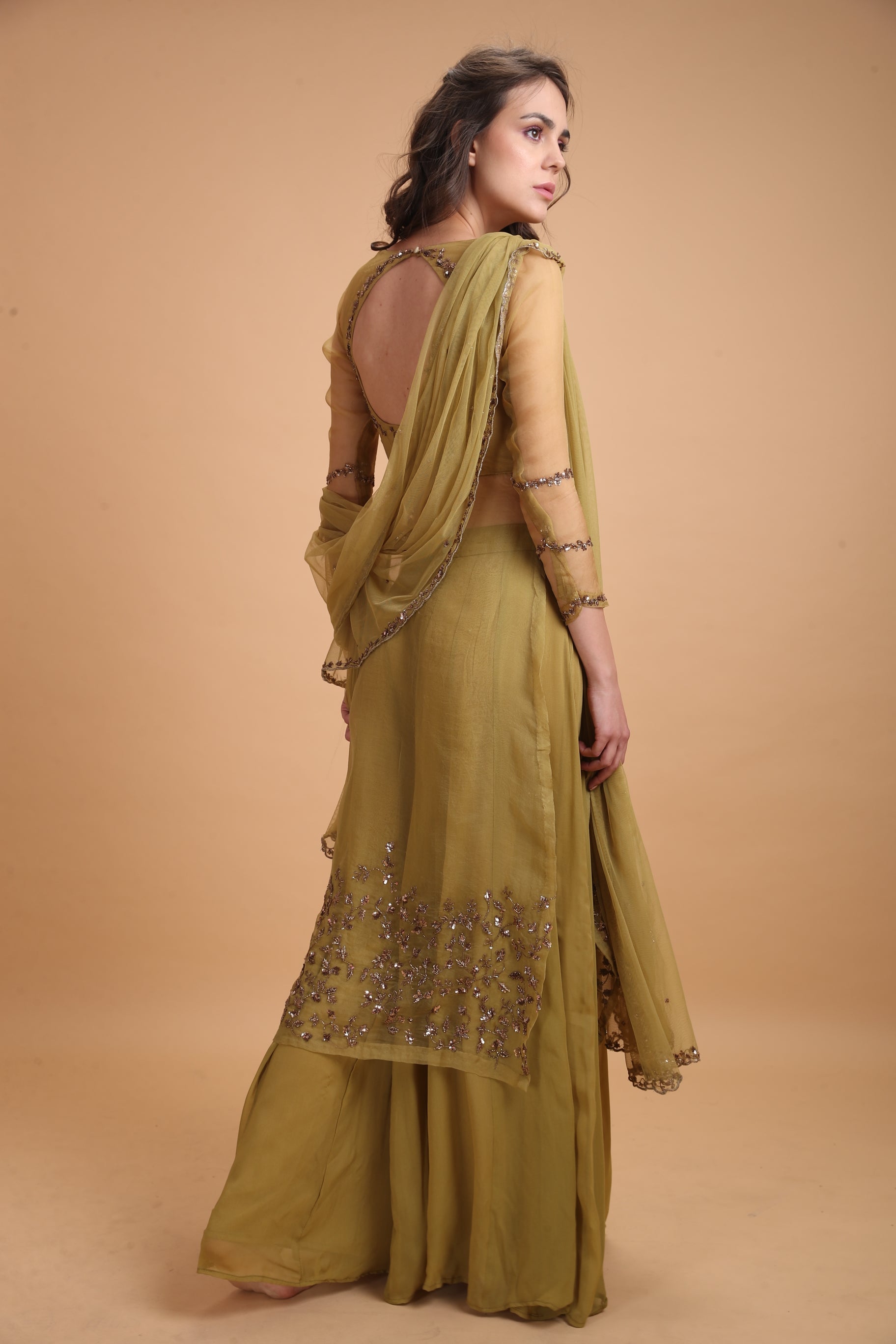 Leaf Green Organza Jacket