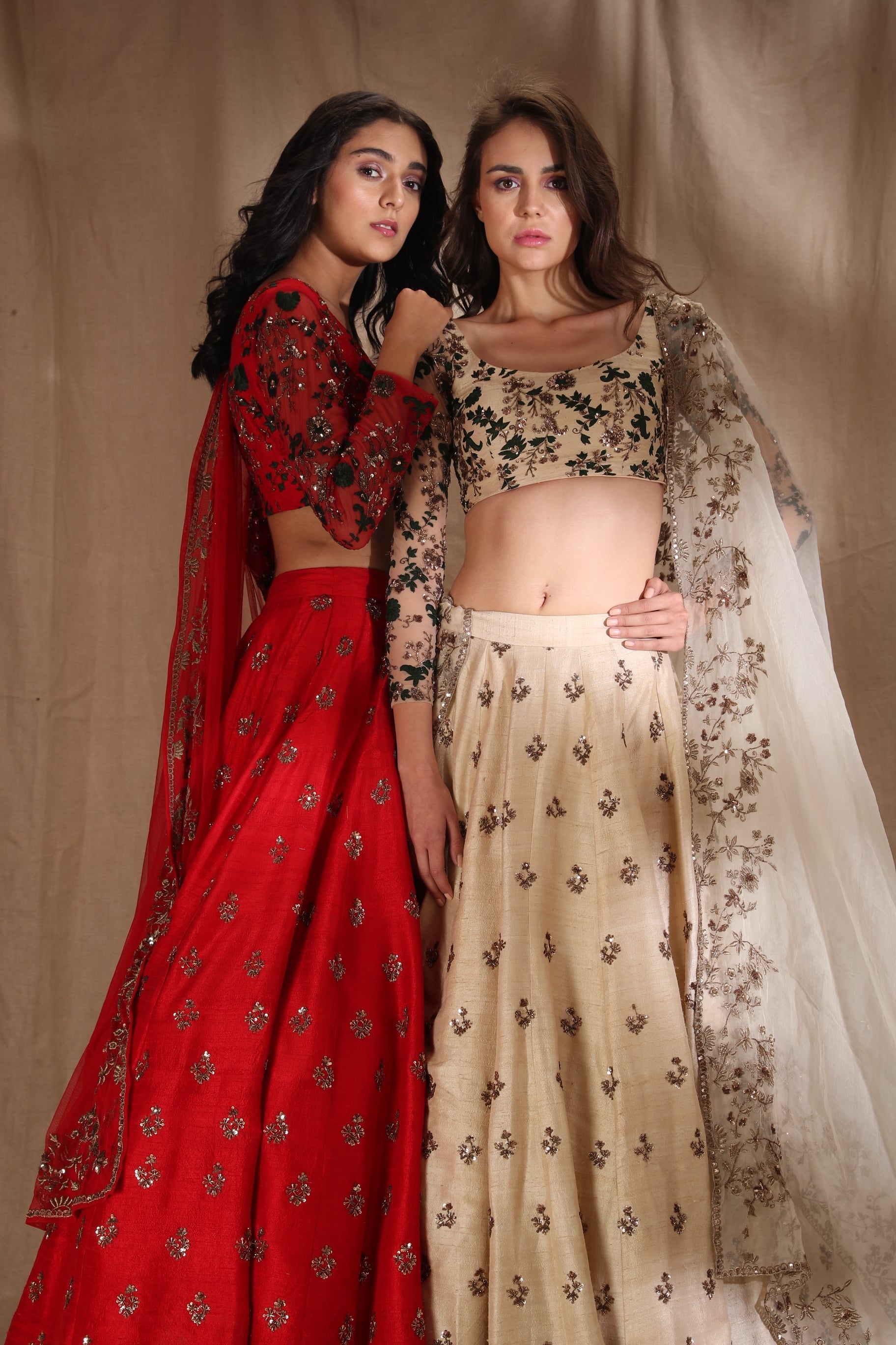 Beige Bootie Lehenga Set