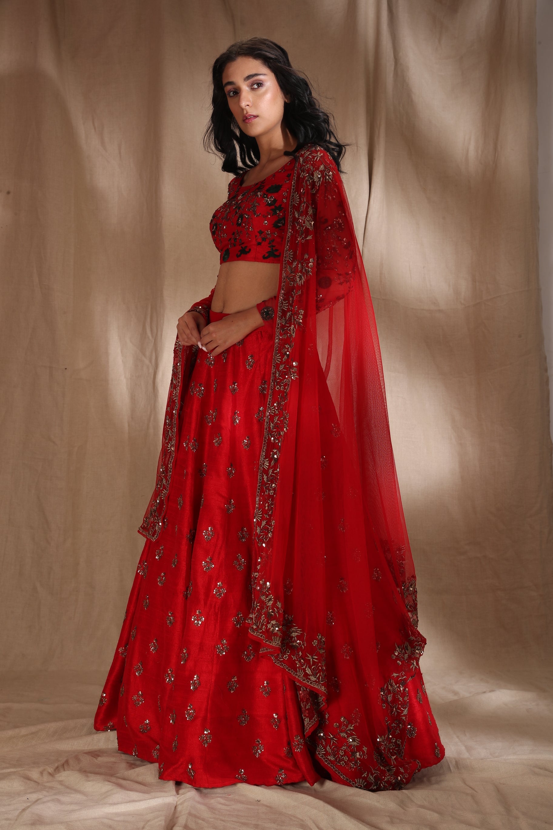 Red Bootie Lehenga Set